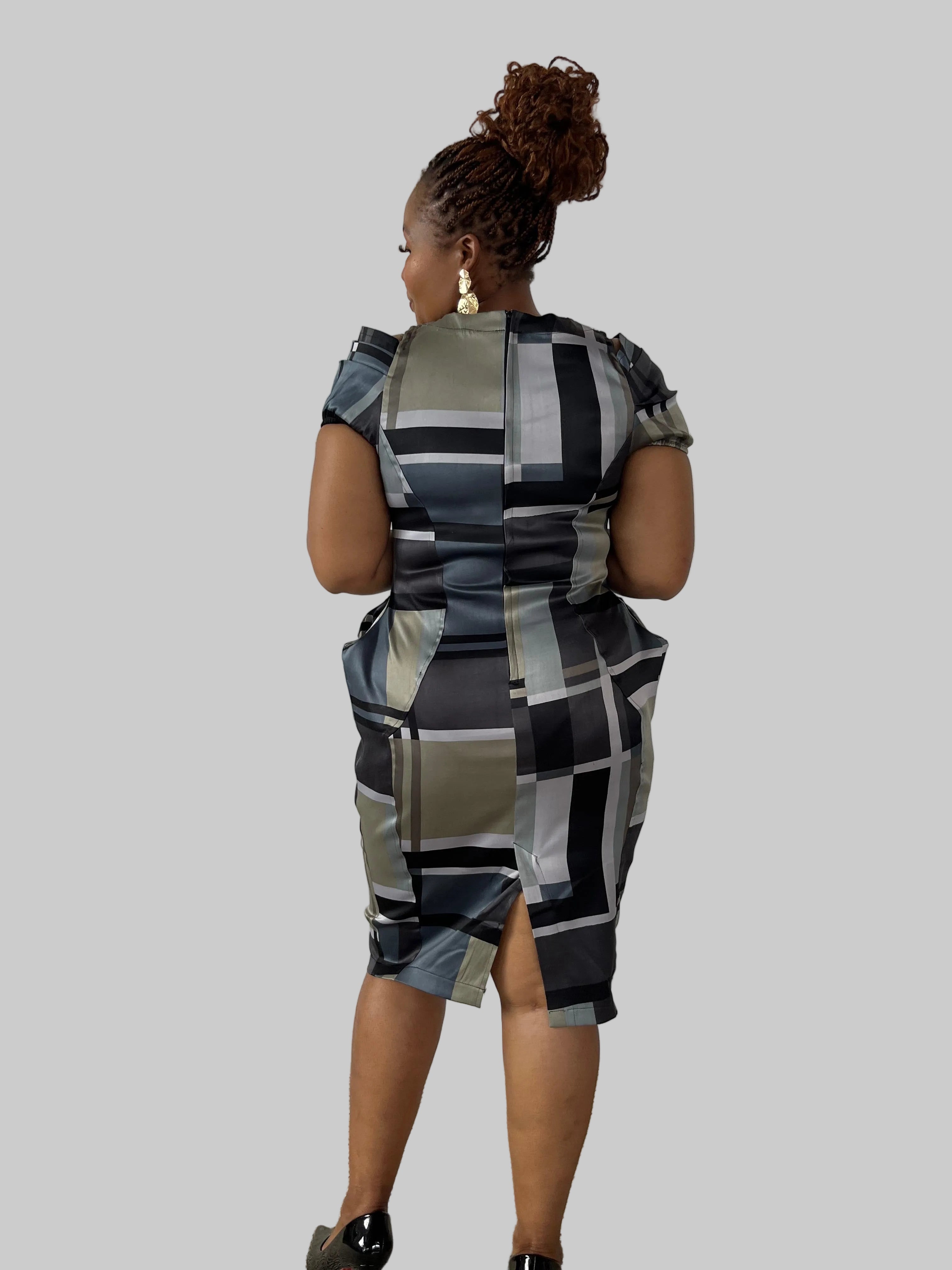 FR1110 GREY/BLACK ODILE DRESS