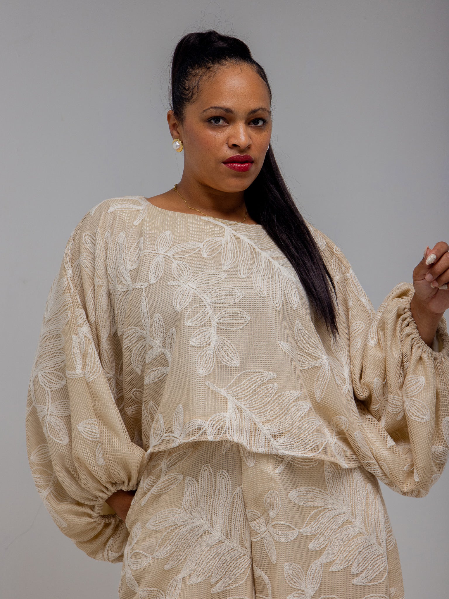 Cream Embroded Set
