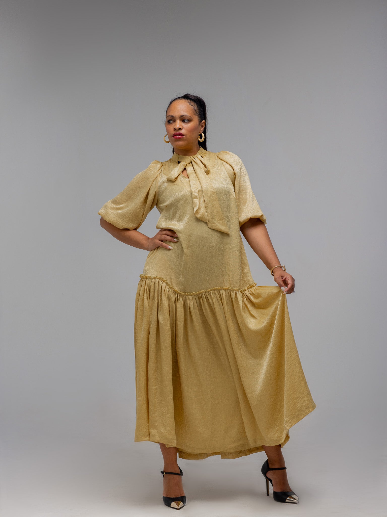 FR1108 LIME/GOLD MAXI NOLAN DRESS