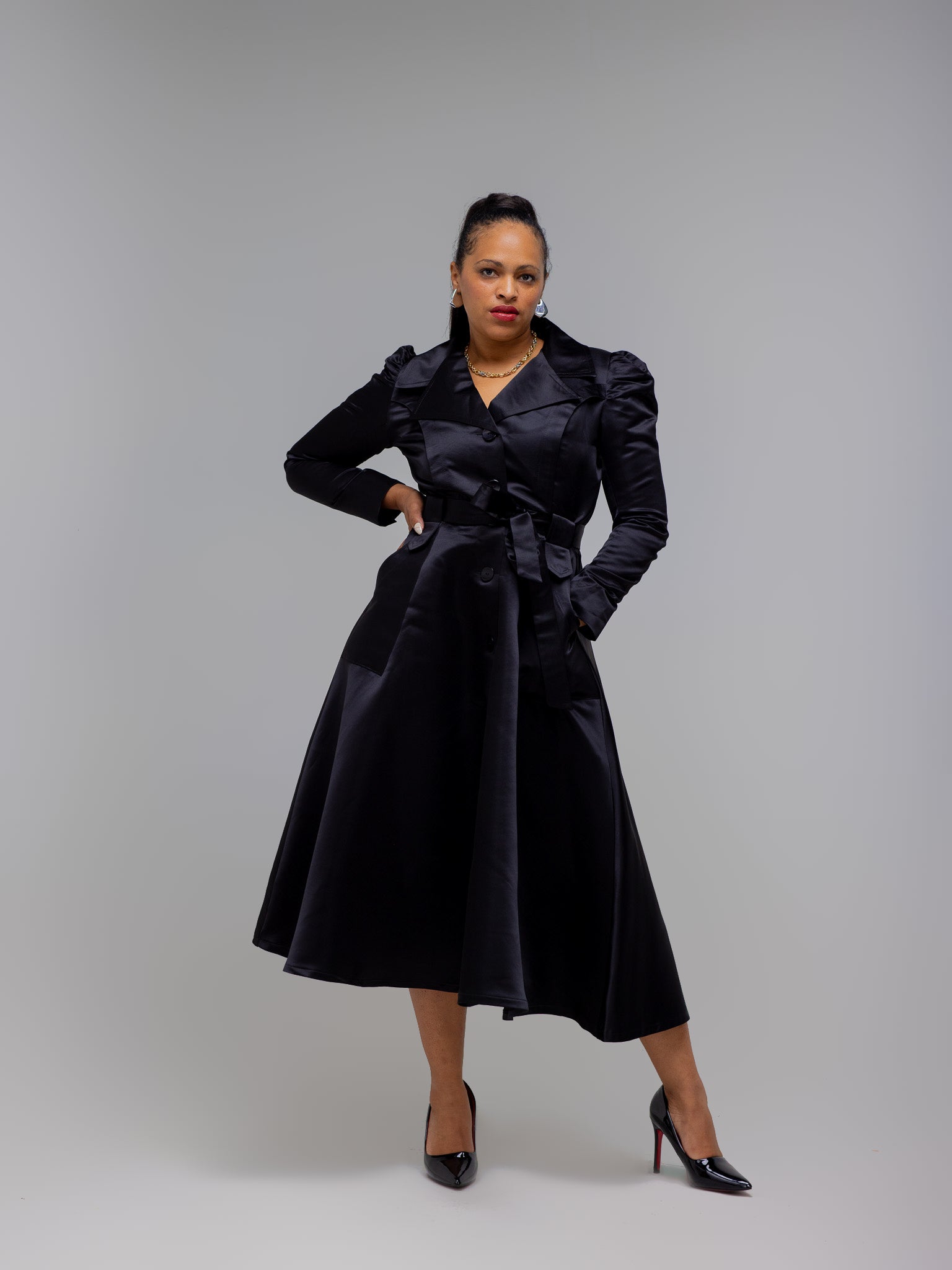 Black Princess Coat Dress FR1136