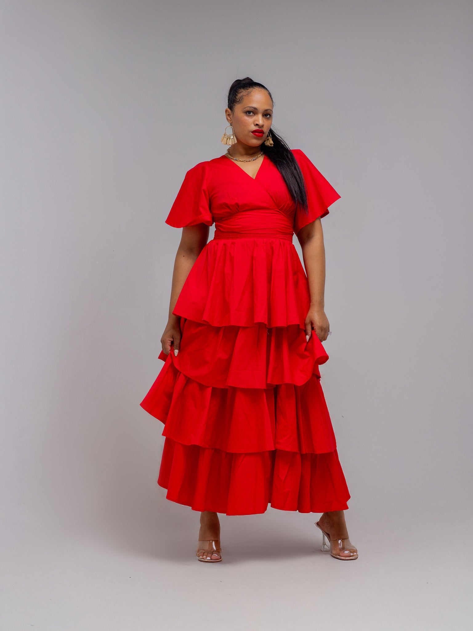 Red Layered Skirt FR1122