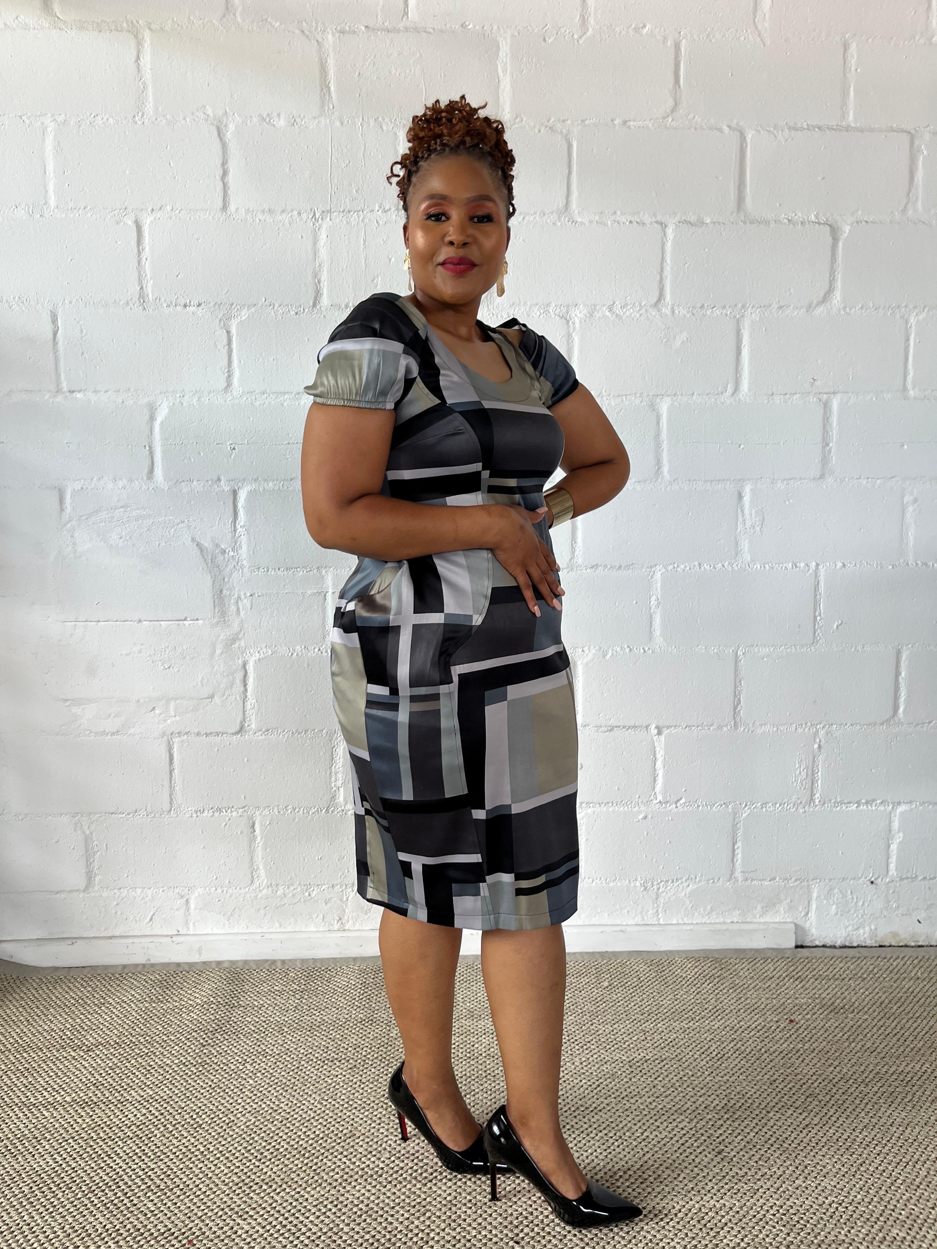 FR1110 GREY/BLACK ODILE DRESS