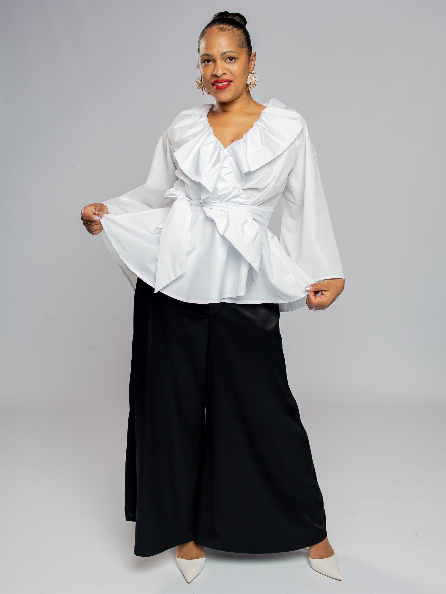 White Crossover Peplumed Top FR1174