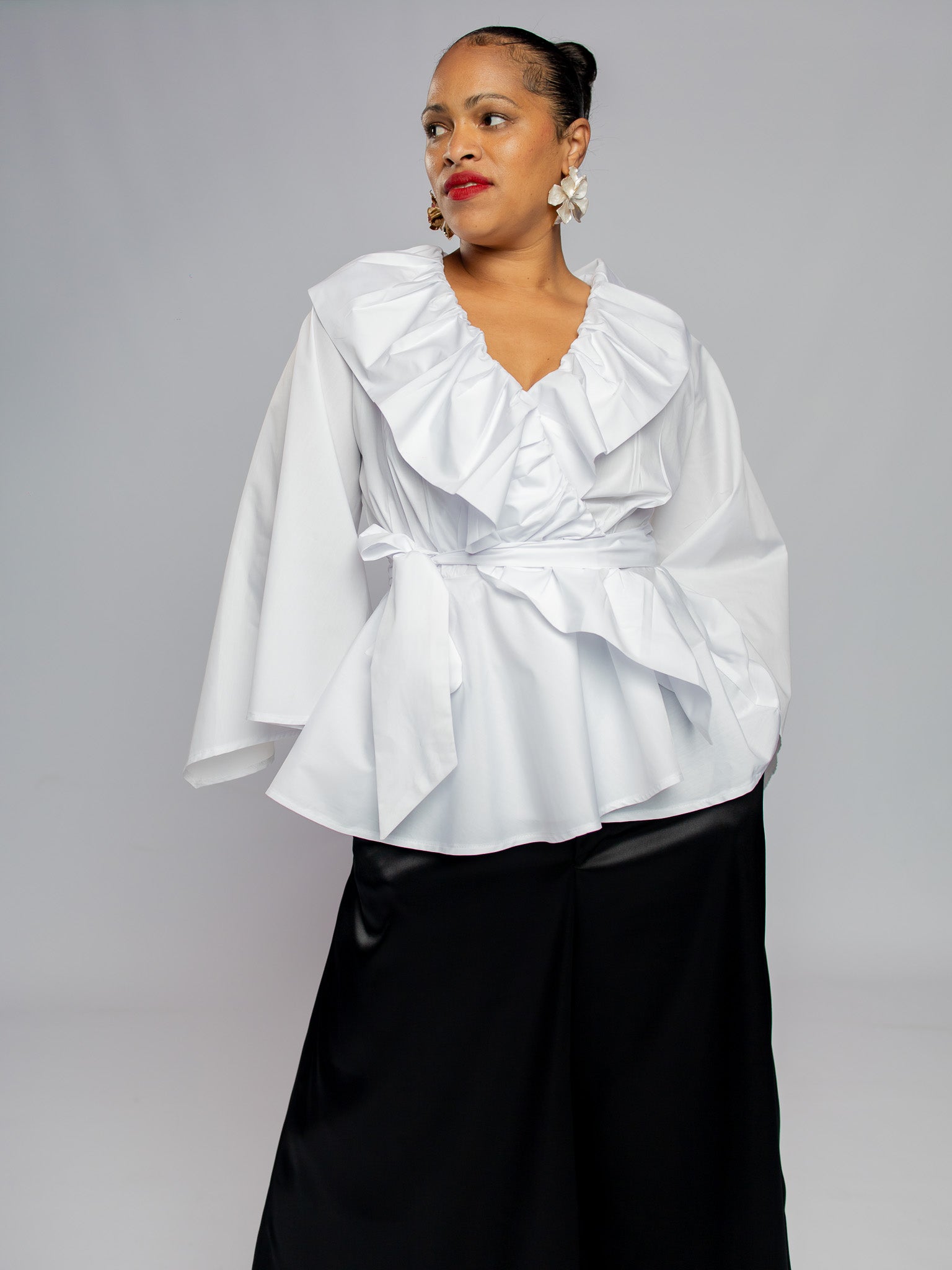 White Crossover Peplumed Top FR1174