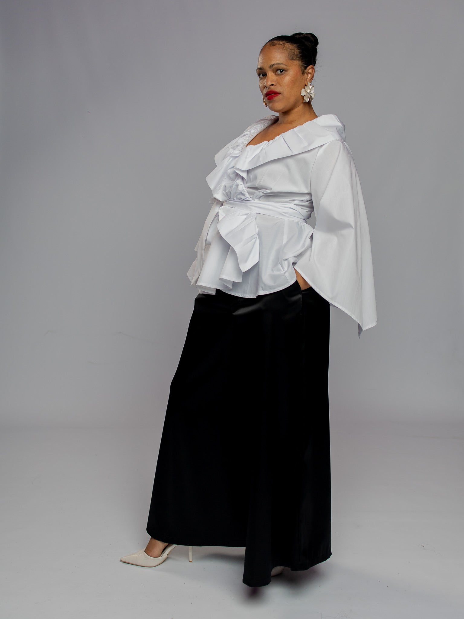 White Crossover Peplumed Top FR1174