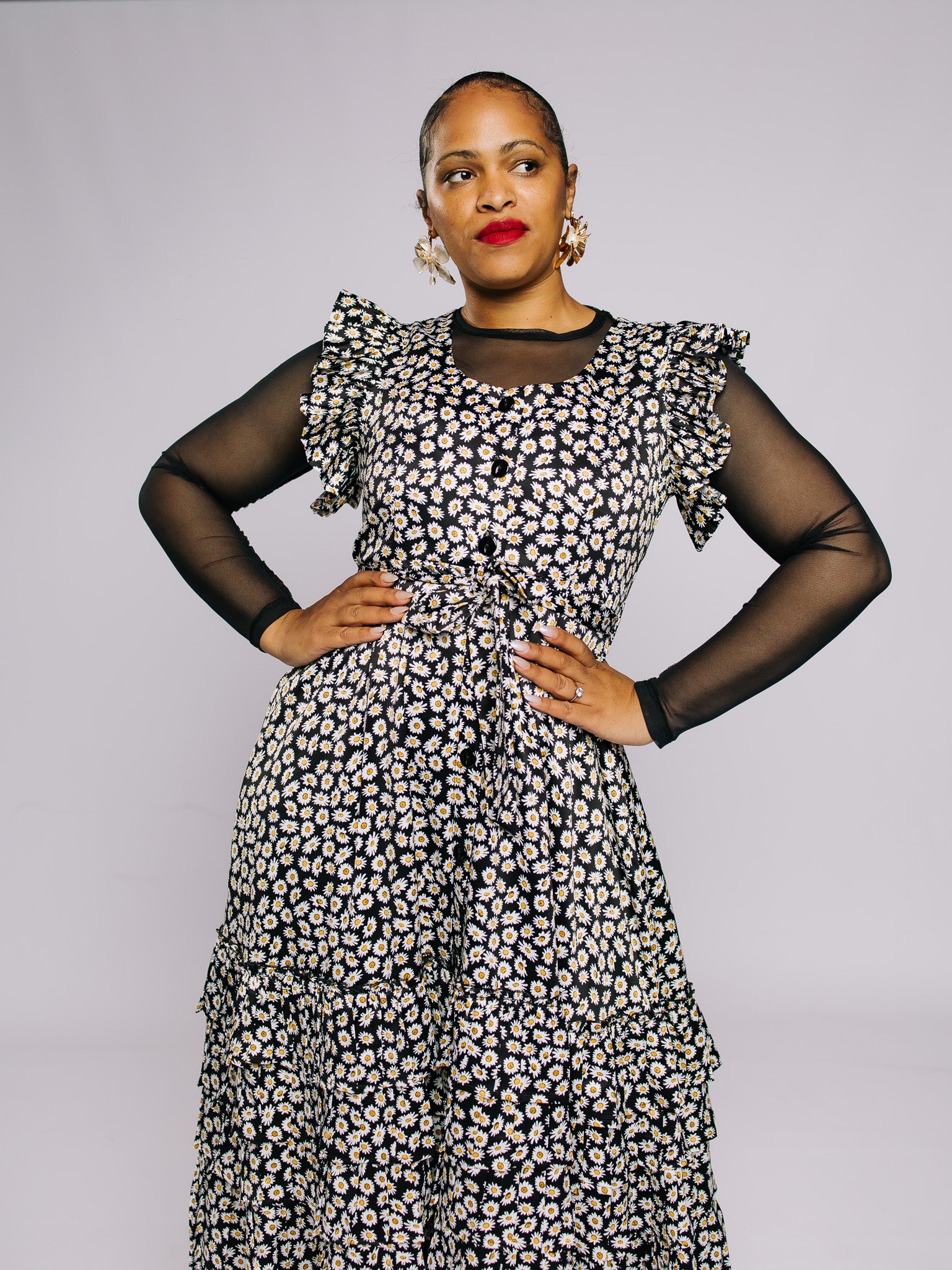 Black/White Floral Thuli Dress FR1111