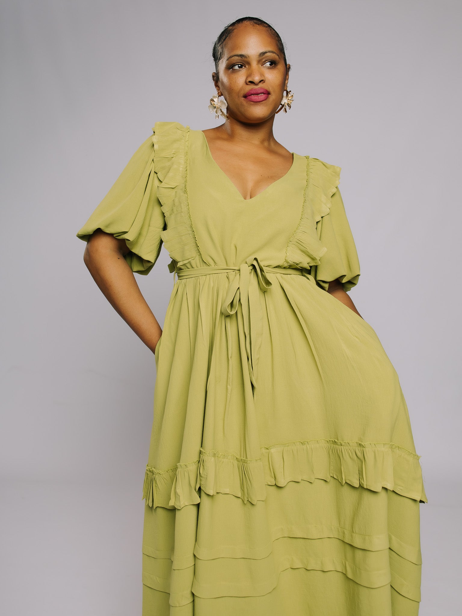 FR1071 LIME NYOTA DRESS