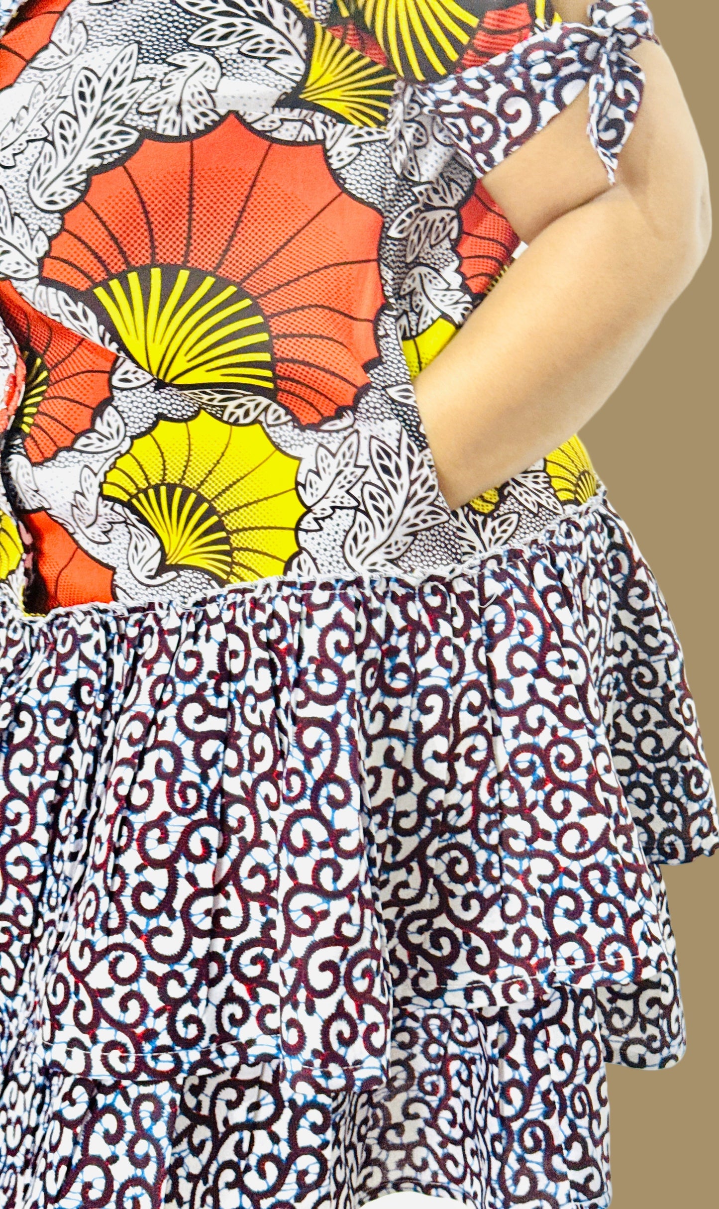 FRA86 BLACK/WHITE/RED/YELLOW BINTI DRESS