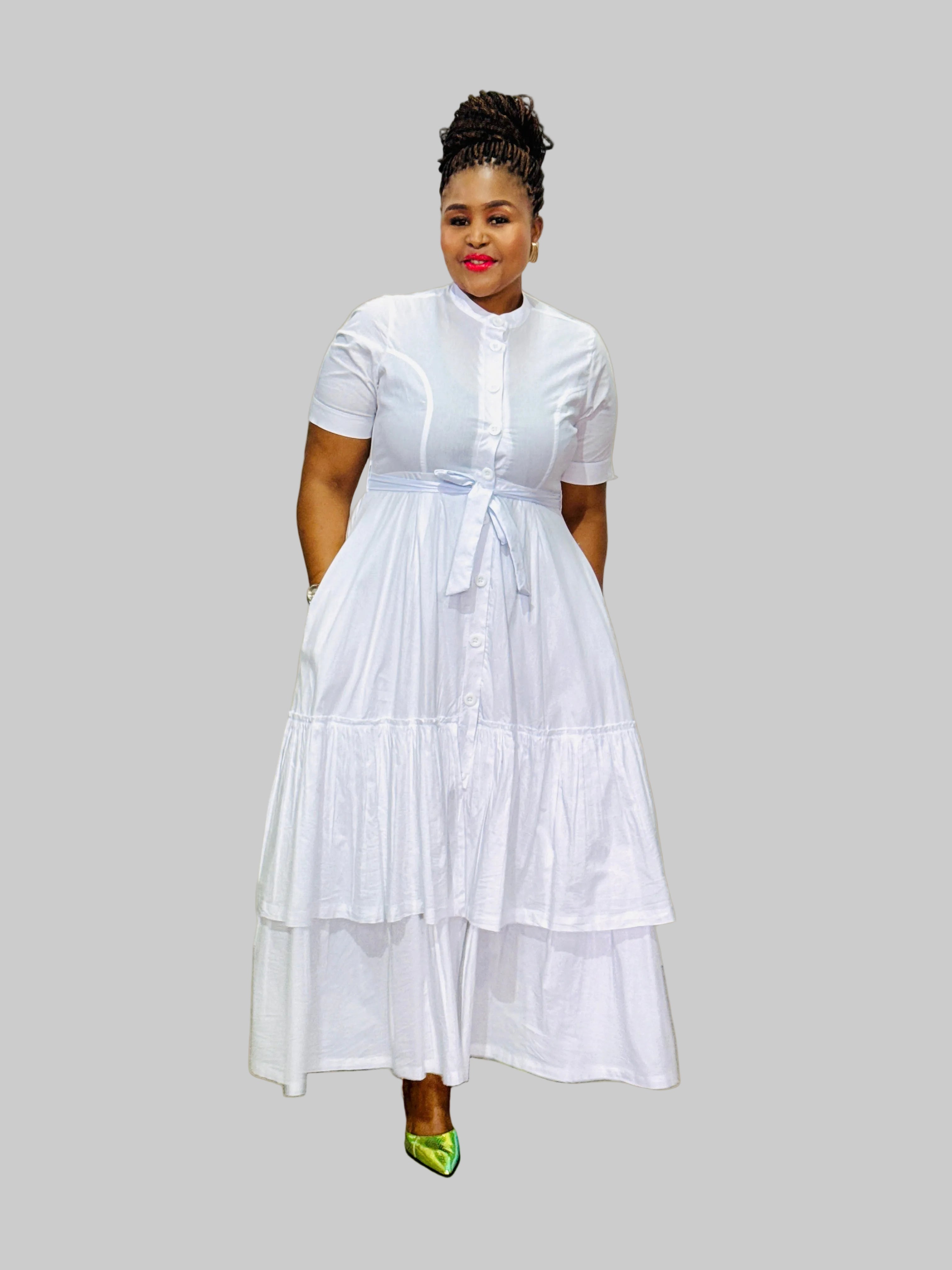 FR1081 WHITE MOMO DRESS