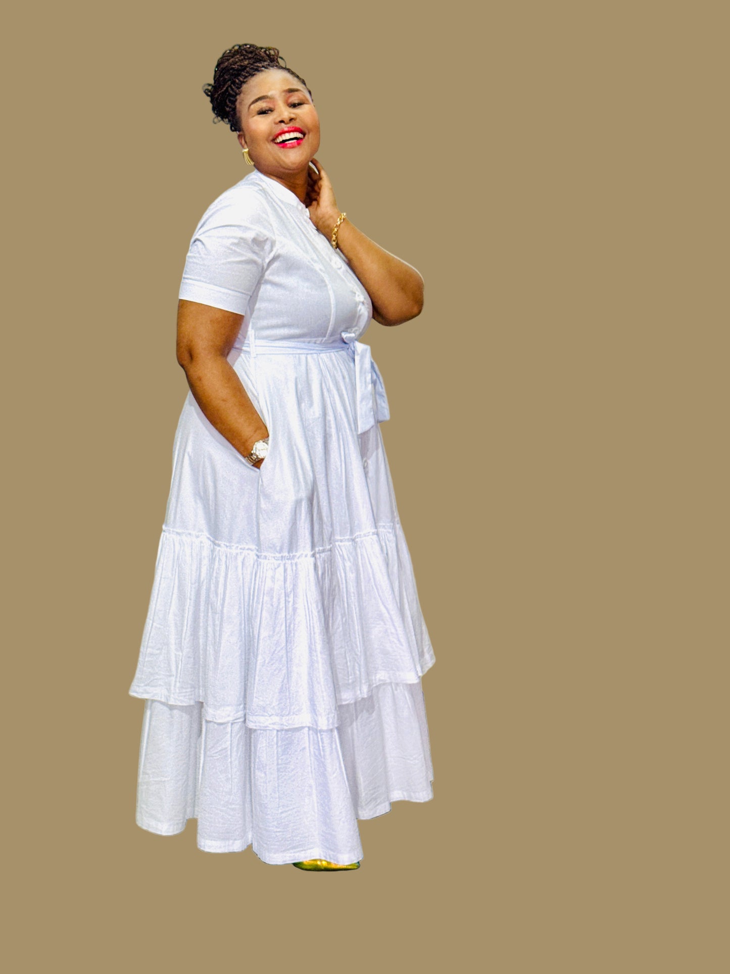 FR1081 WHITE MOMO DRESS