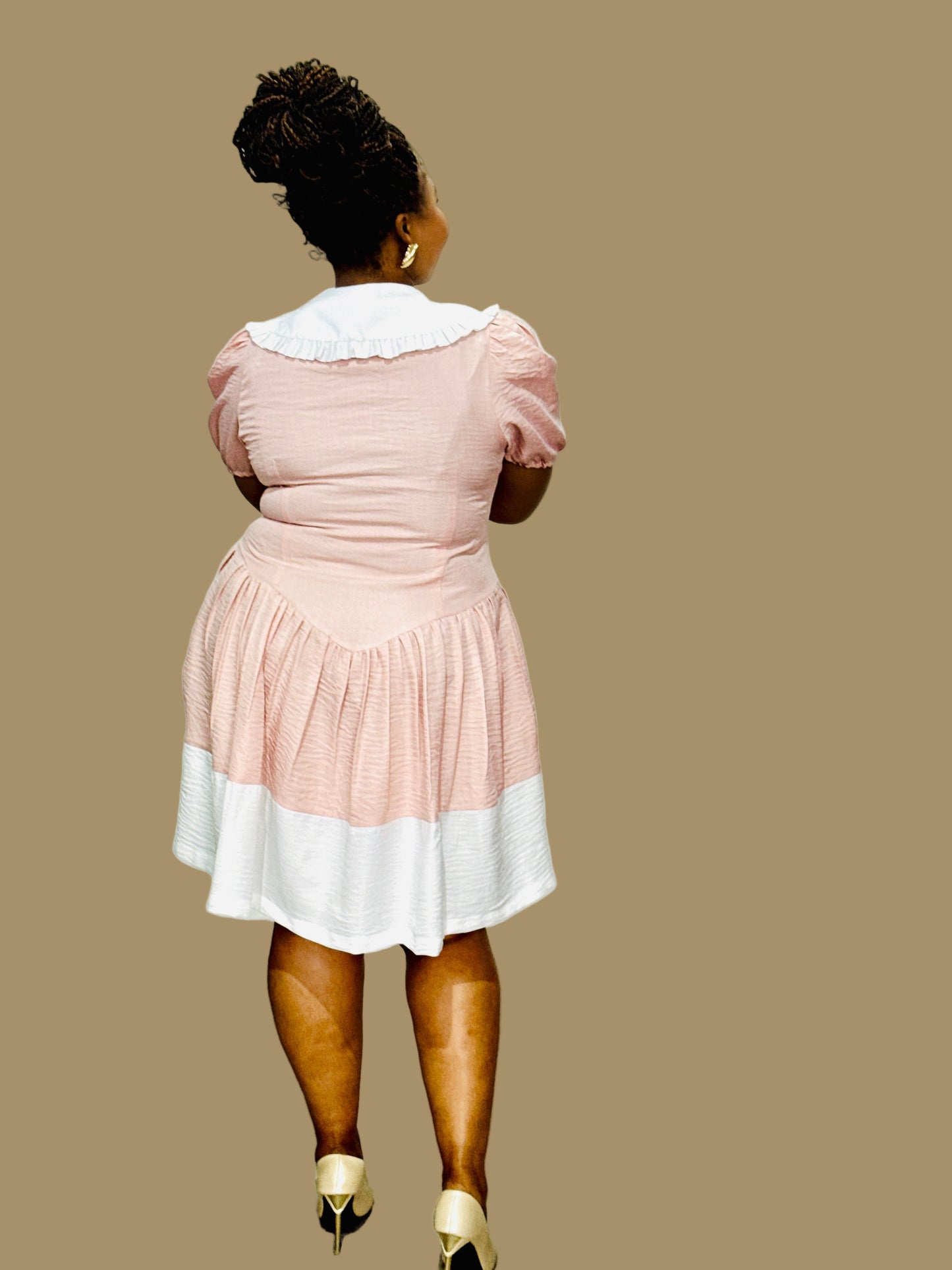 FR1084 PINK/WHITE BABYDOLL DRESS