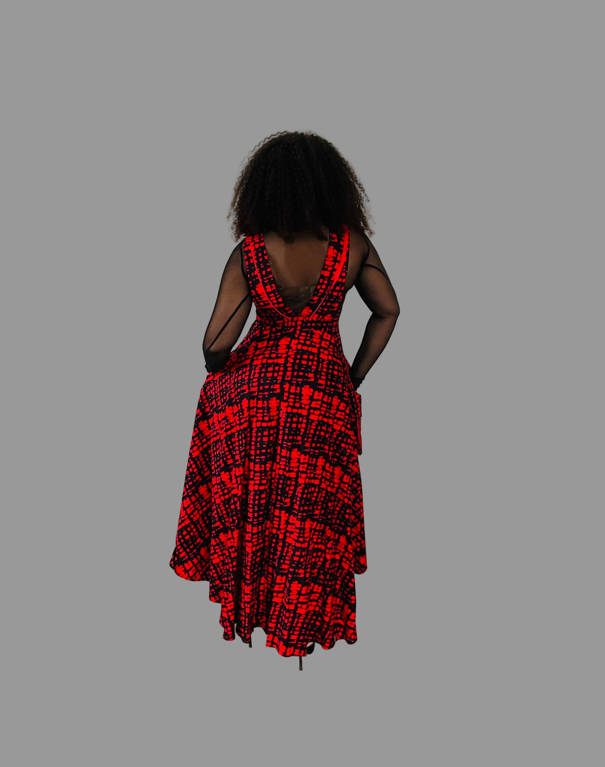 Red/Black Lined Dungaree Skirt FR1194