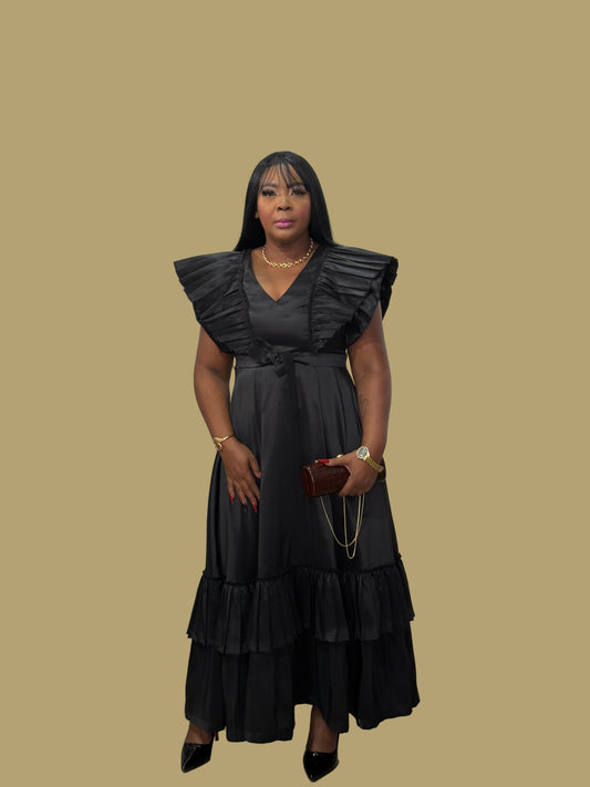 FR1088 BLACK MAXI LEA DRESS