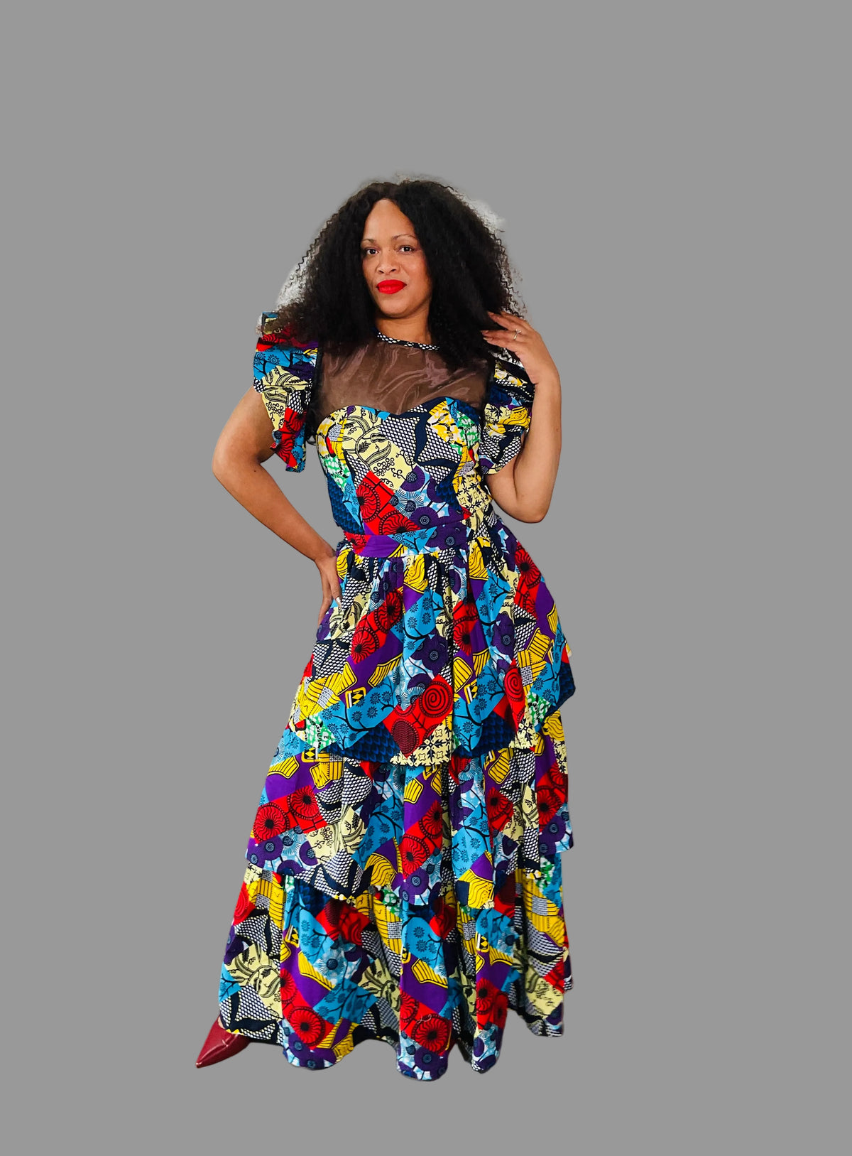 Set of Multicolor Bustier Layered Dress FRA106