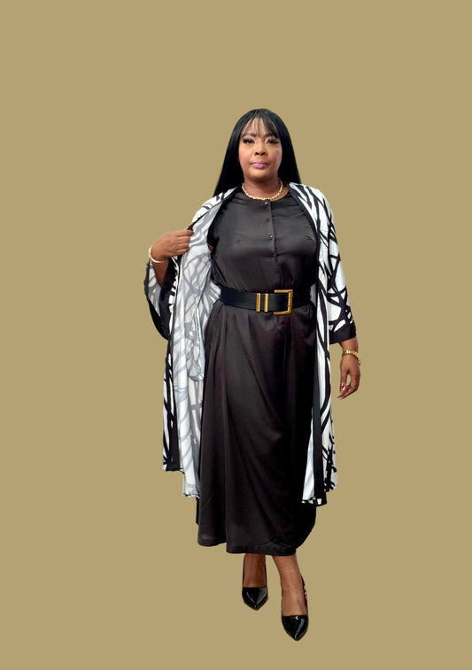 FR1087 BLACK/WHITE KIMONO