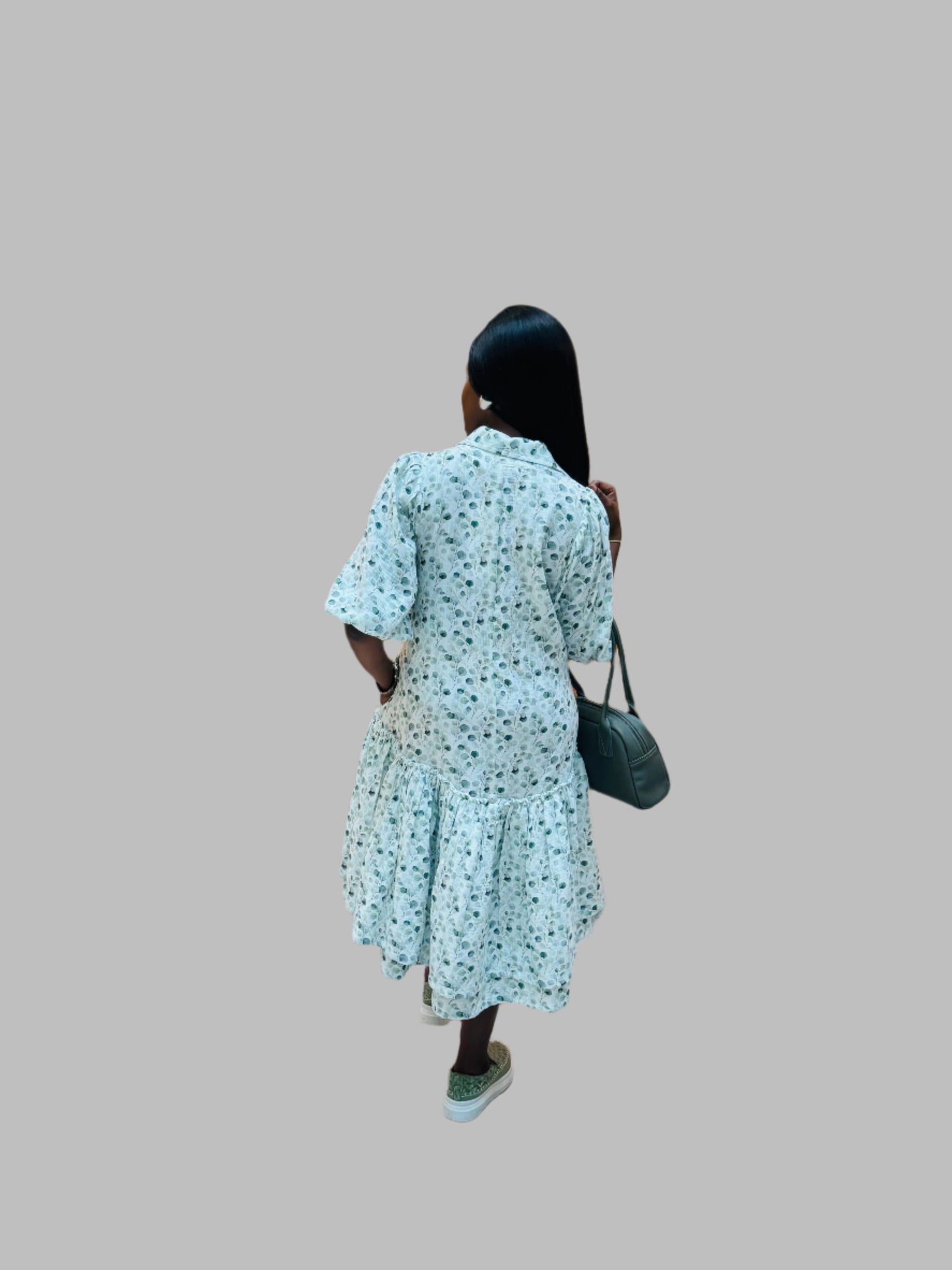 FR1033 WHITE OLIVE LINDI MIDI DRESS