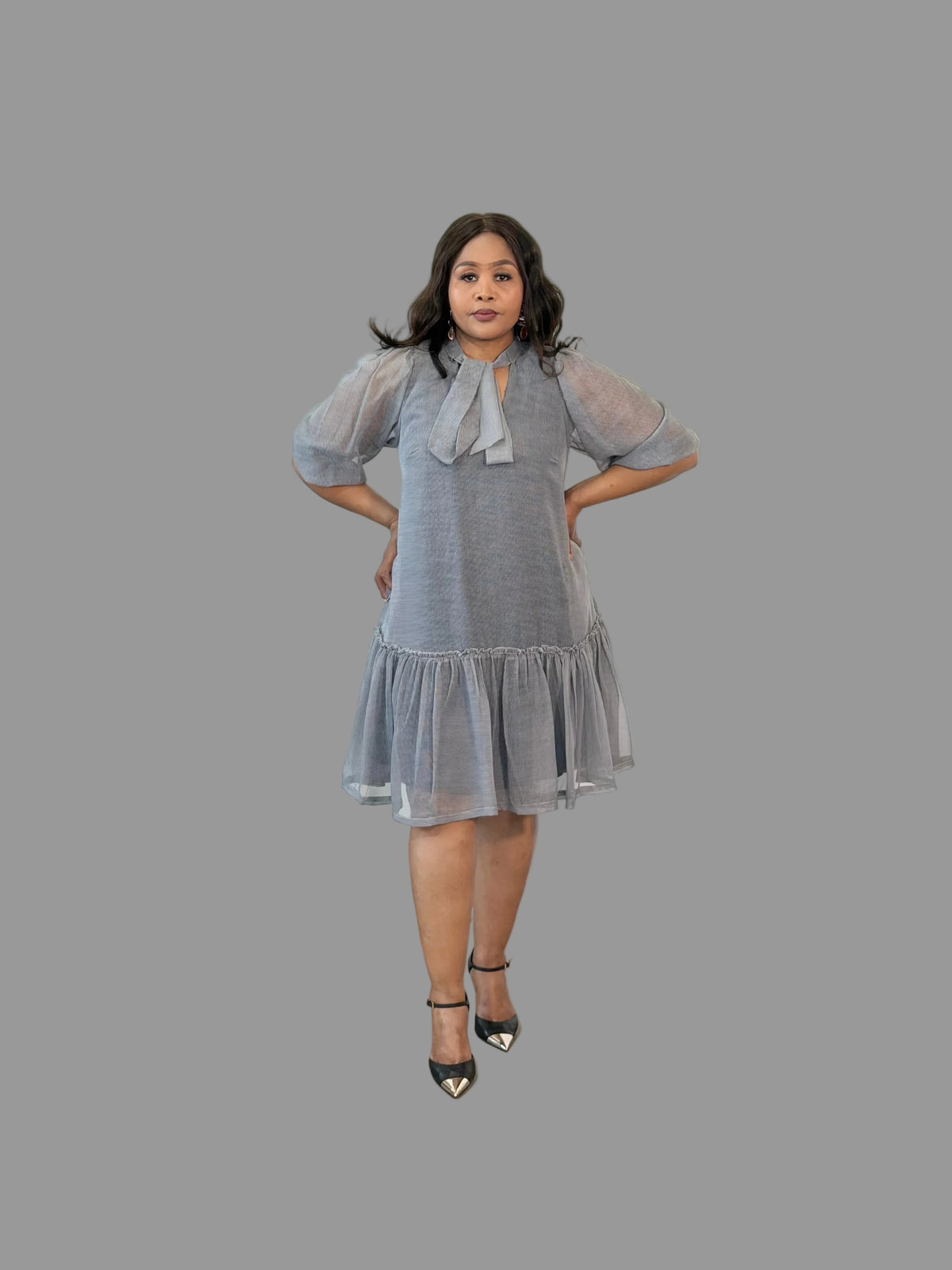 Navy/White tiny check nolan dress FR1199