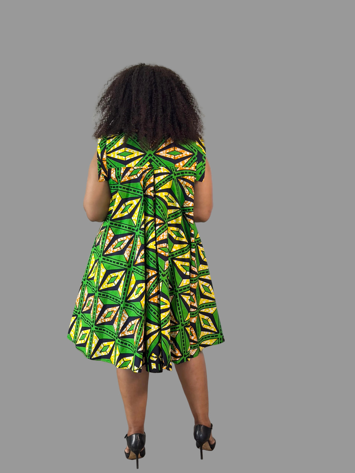 Green/ Yellow Ankara Yves Dress FRA114