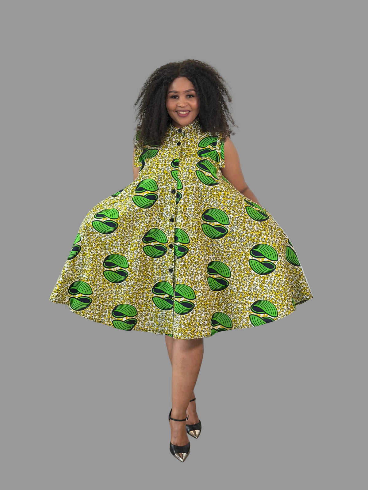 Lime/Green Yves Ankara Dress FRA113