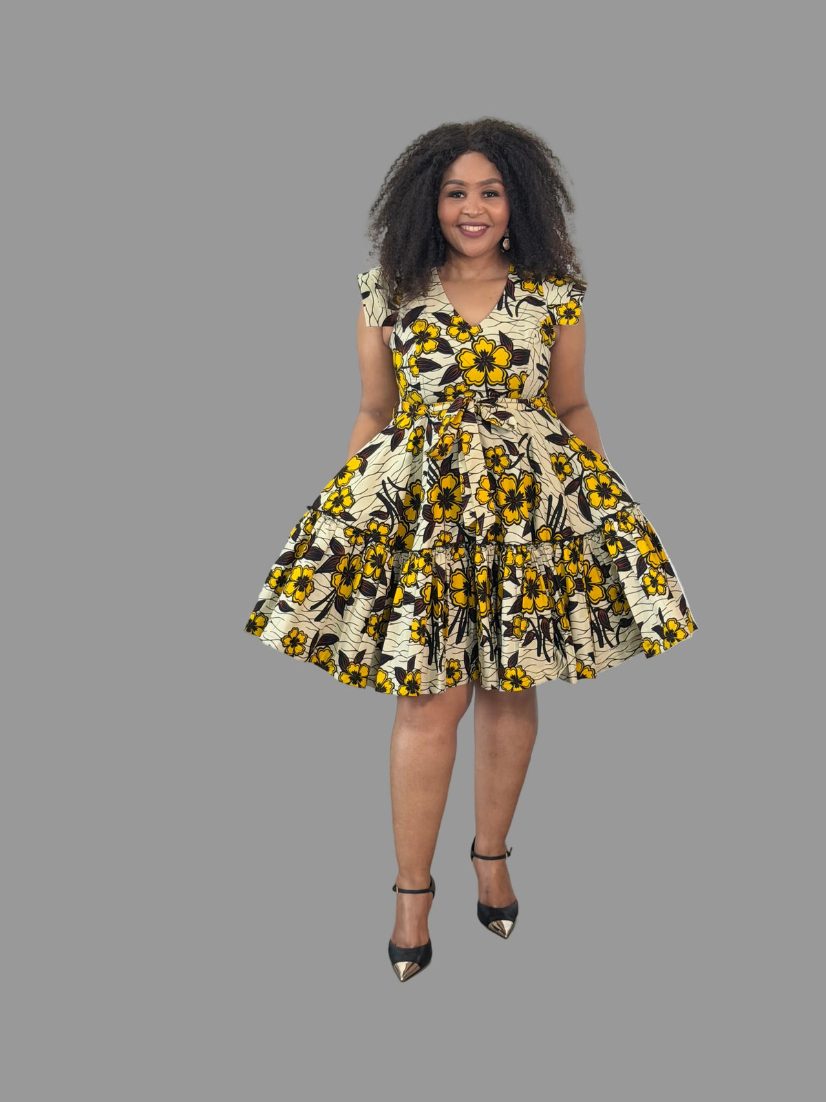Cream/Yellow Zawadi Dress FRA109