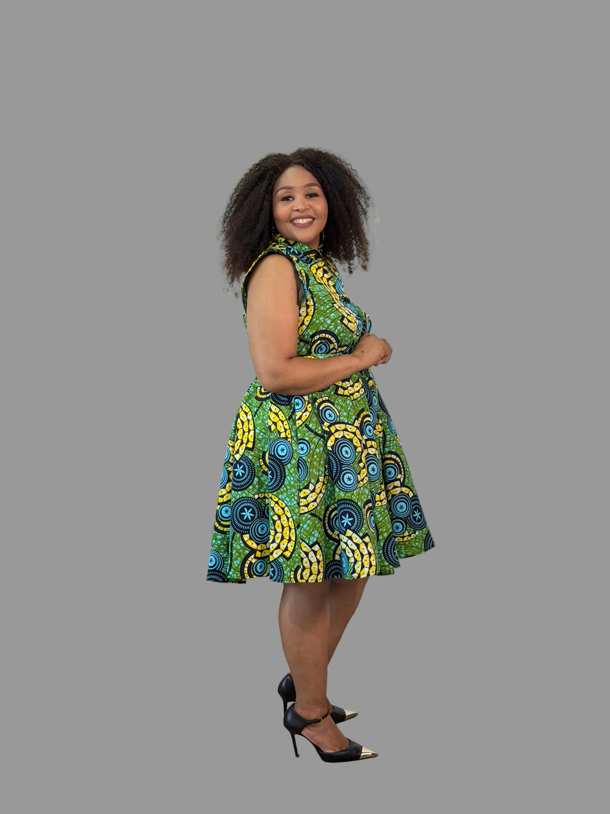 Navy/Yellow Yves Ankara Dress FRA115