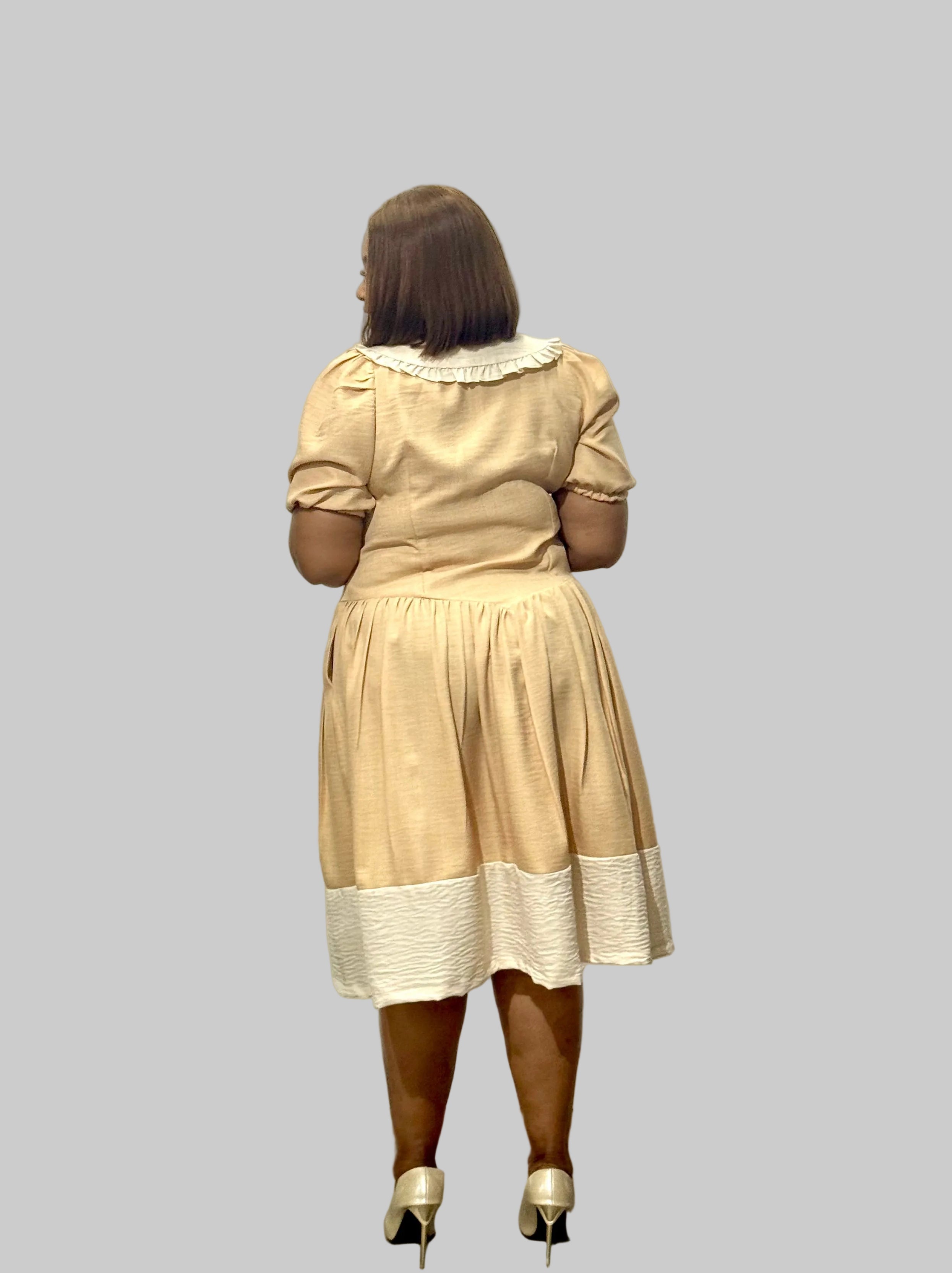 FR1089 NUDE/CREAM BABYDOLL DRESS