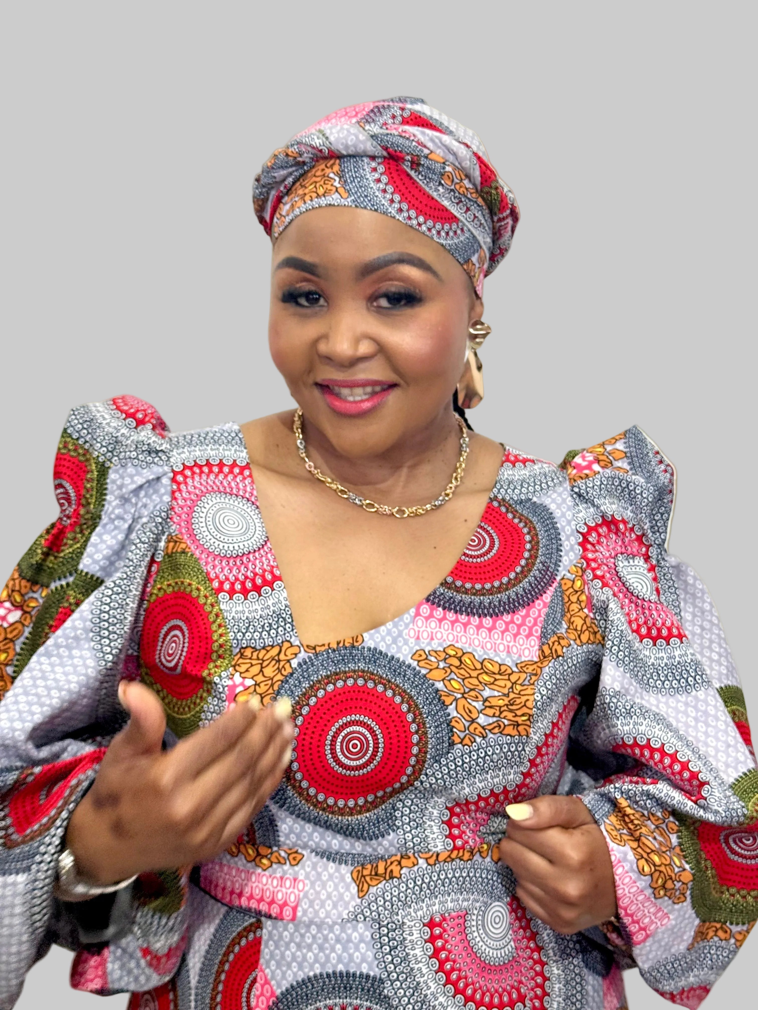 FRA94 GREY/RED JUA DRESS