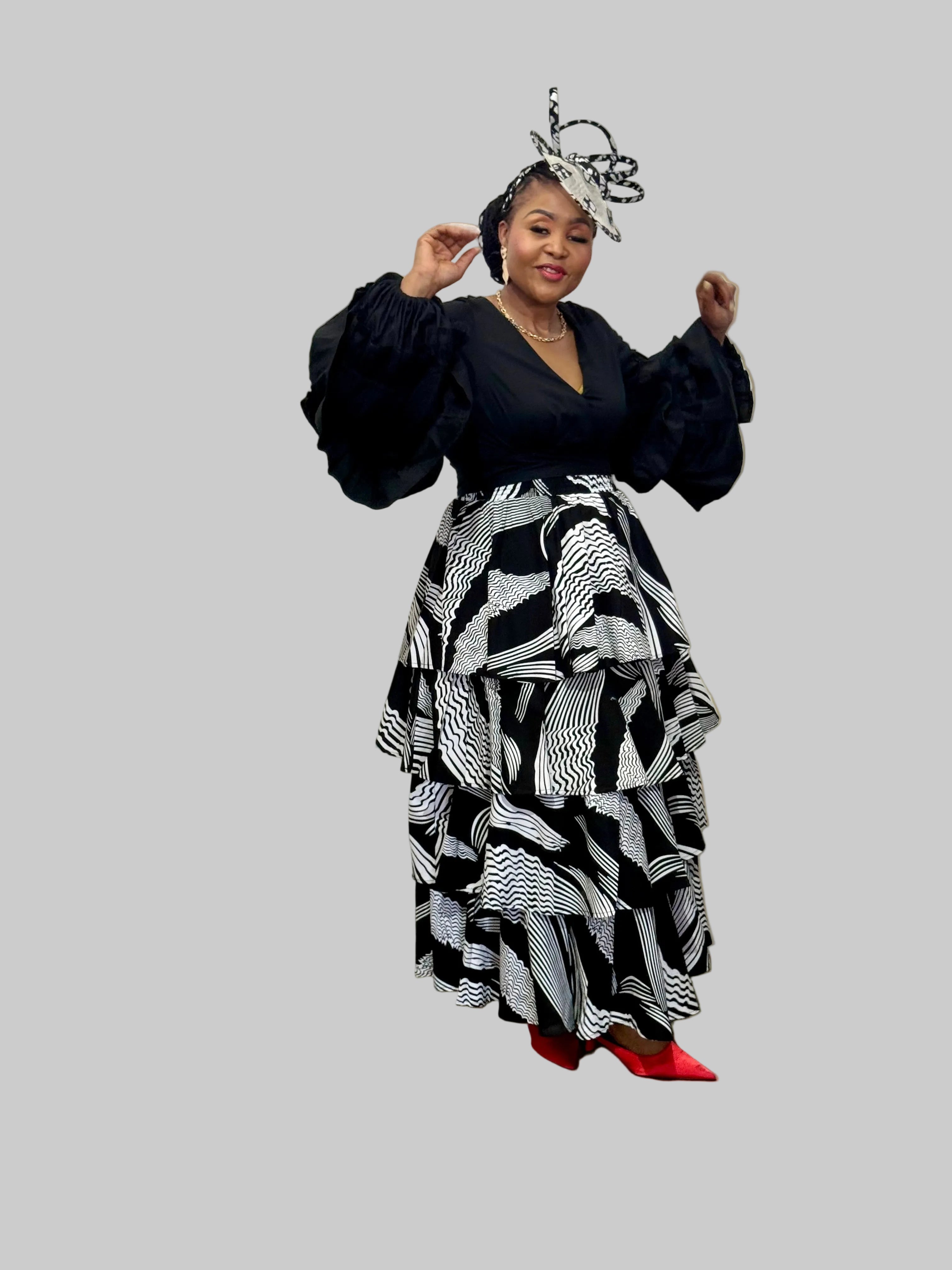 FRA94 BLACK/WHITE LAYERED SKIRT