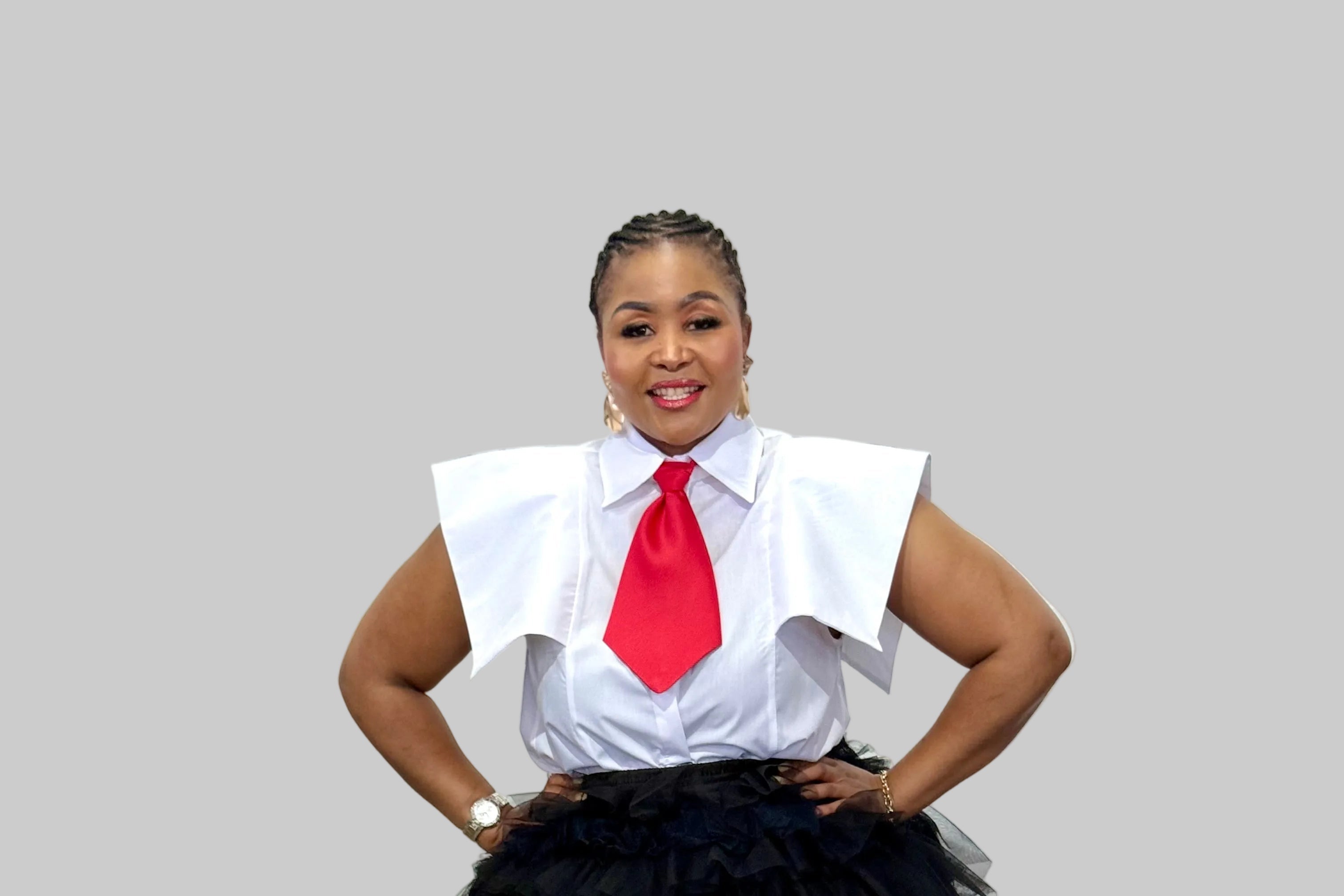 FR1093 WHITE TOP AND RED TIE