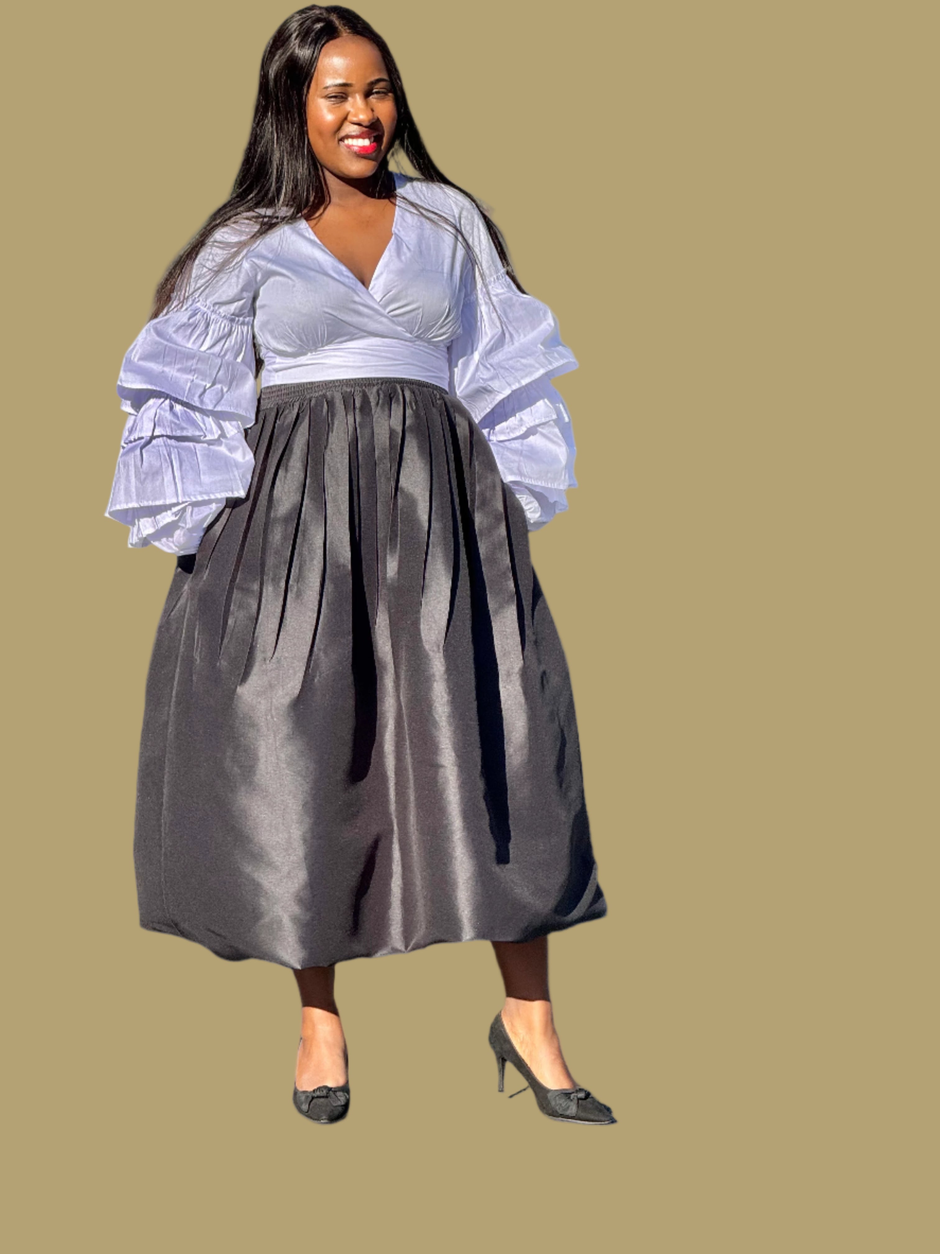 FR1062 BLACK BUBBLE SKIRT