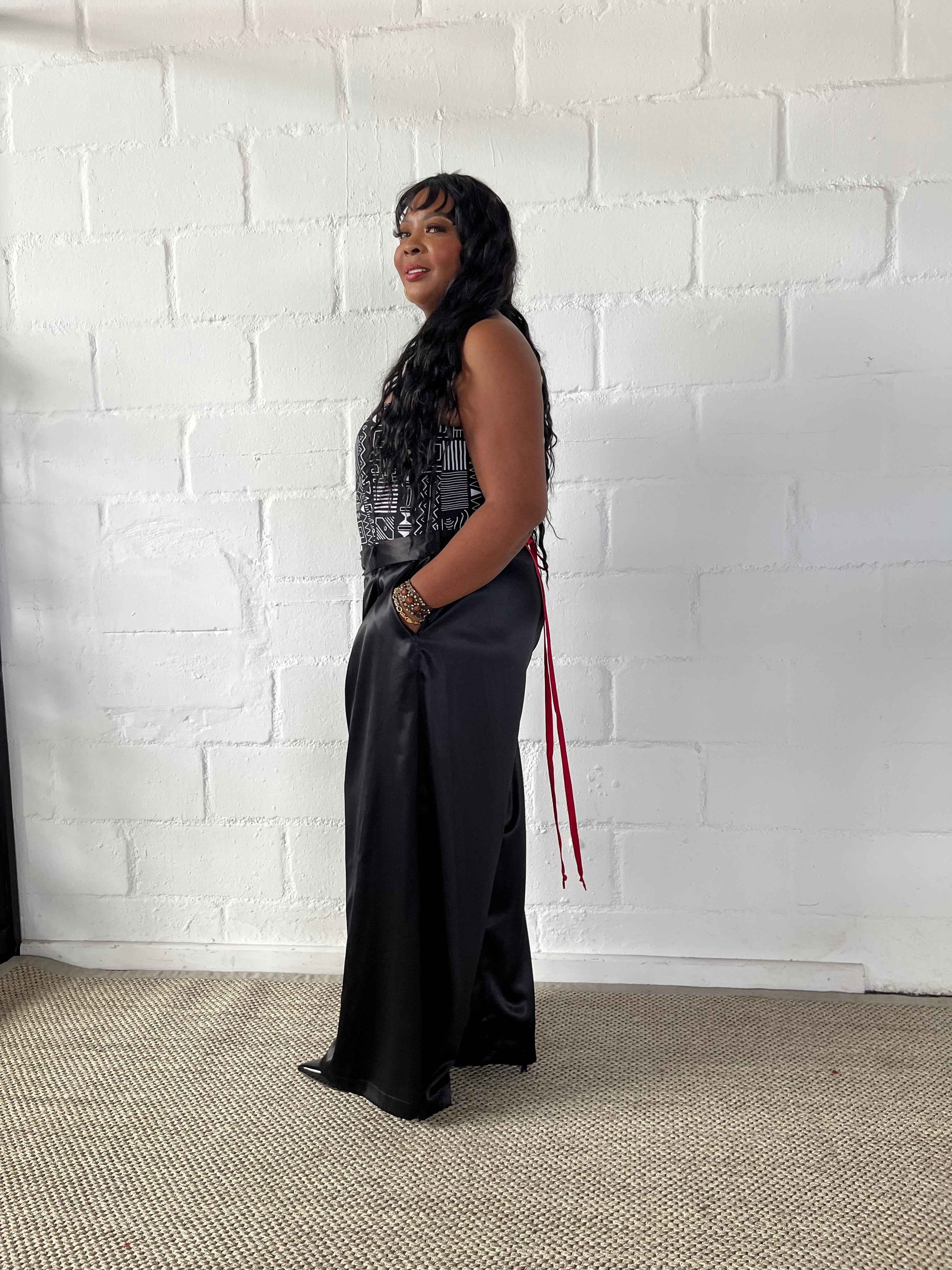 FR1101 BLACK MILANO WIDE LEG PANTS