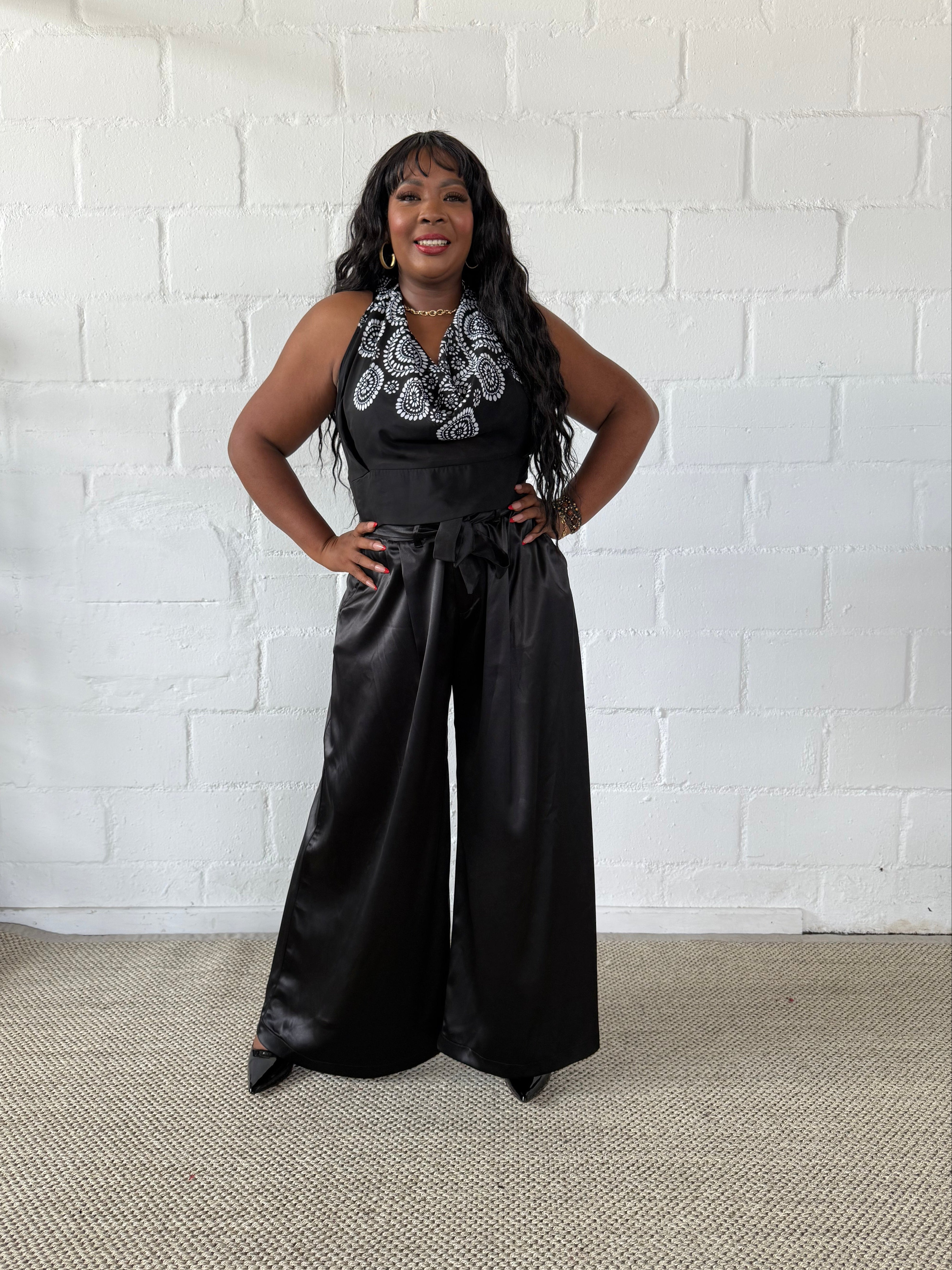 FR011 BLACK MILANO WIDE LEG PANTS