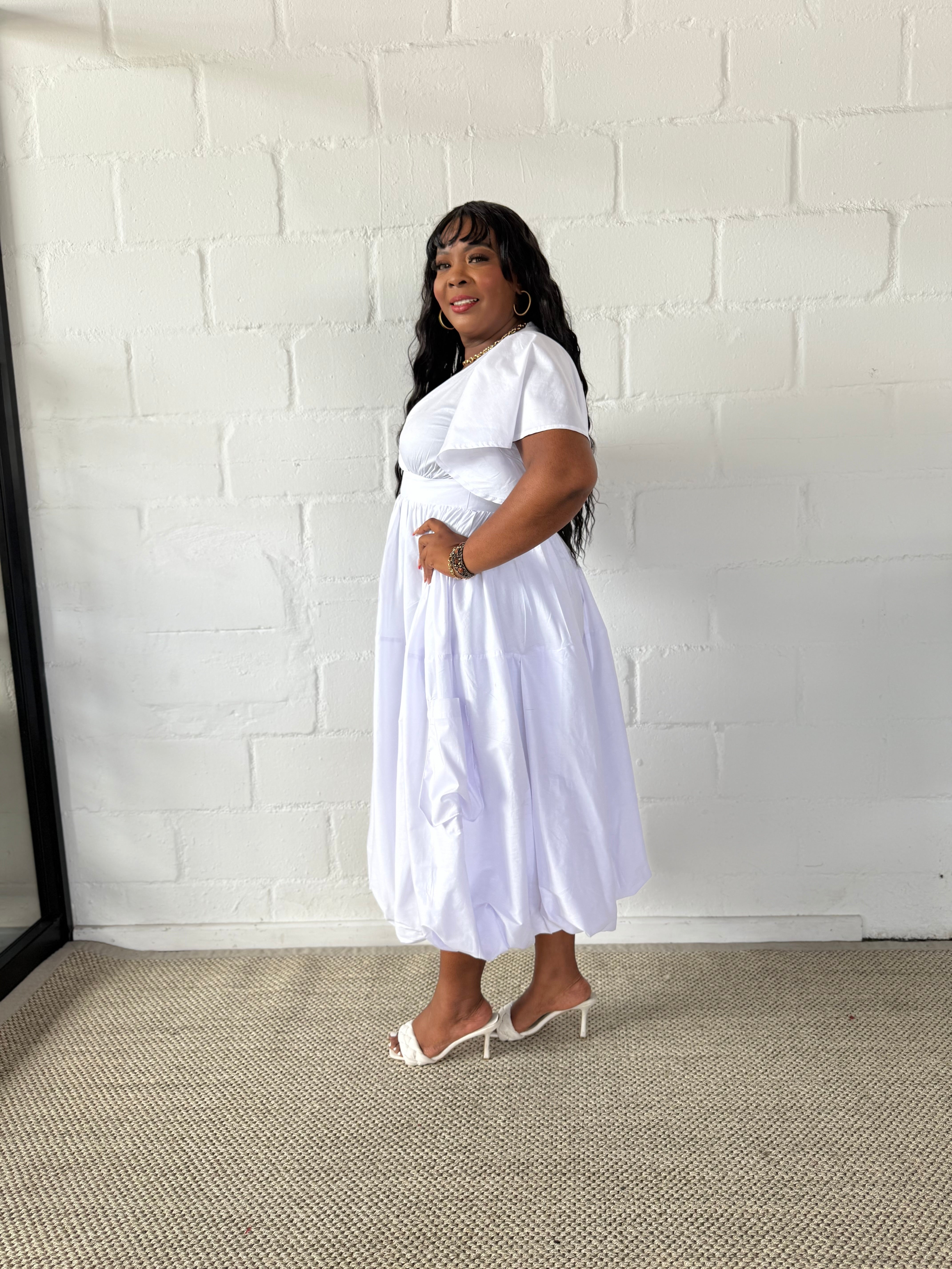 FR1106 WHITE BUBBLE DRESS