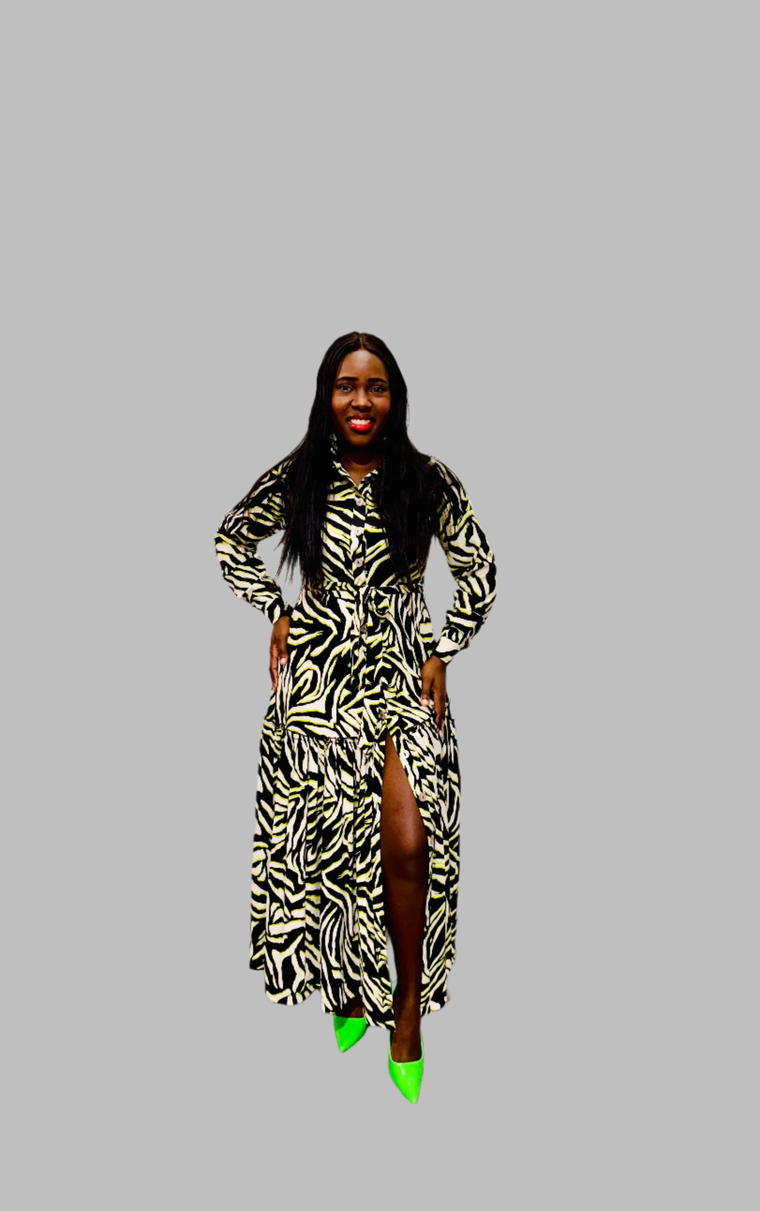 FR1072 BLACK/CREAM ANIMAL PRINT GIPSY DRESS