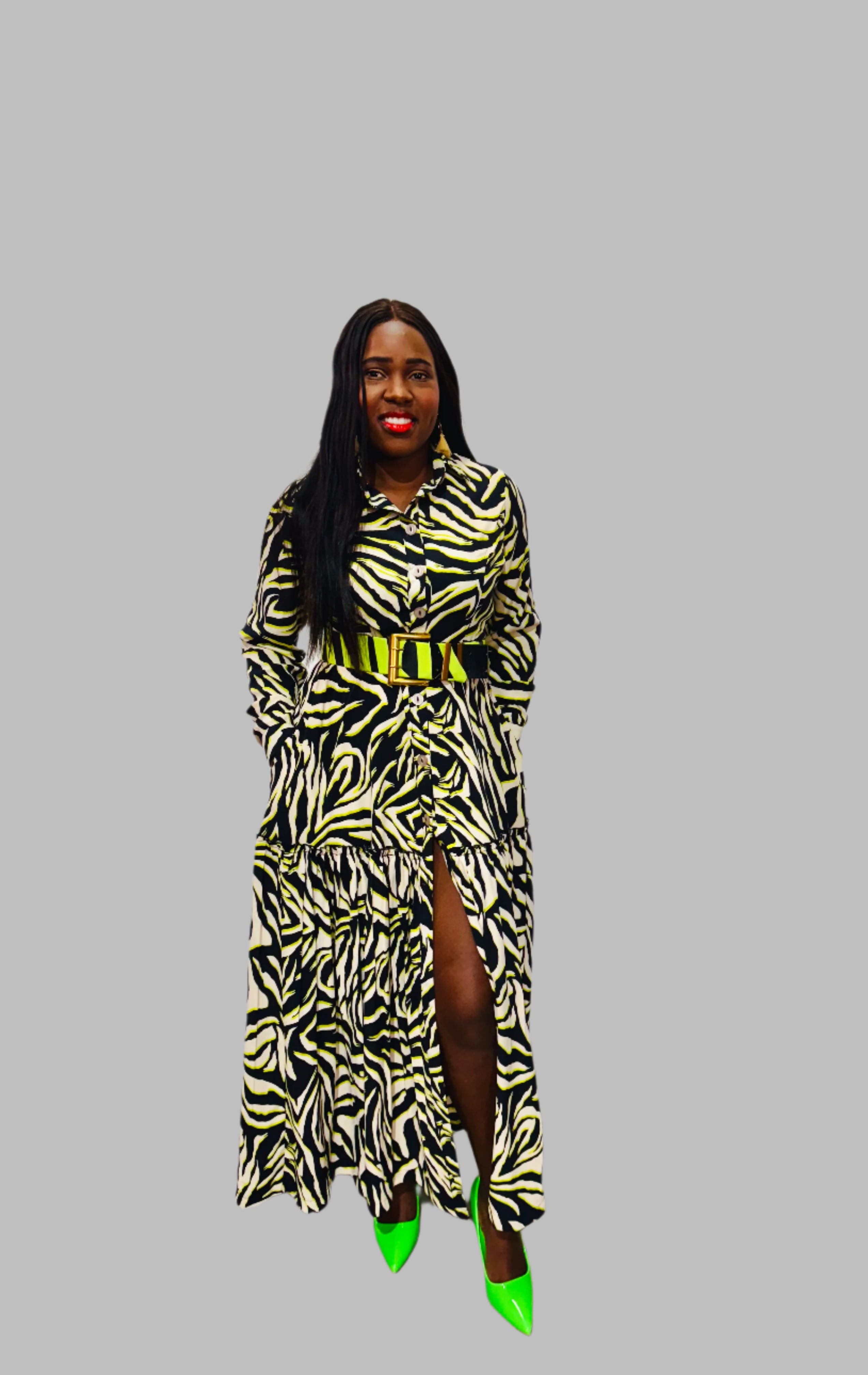 FR1072 BLACK/CREAM ANIMAL PRINT GIPSY DRESS