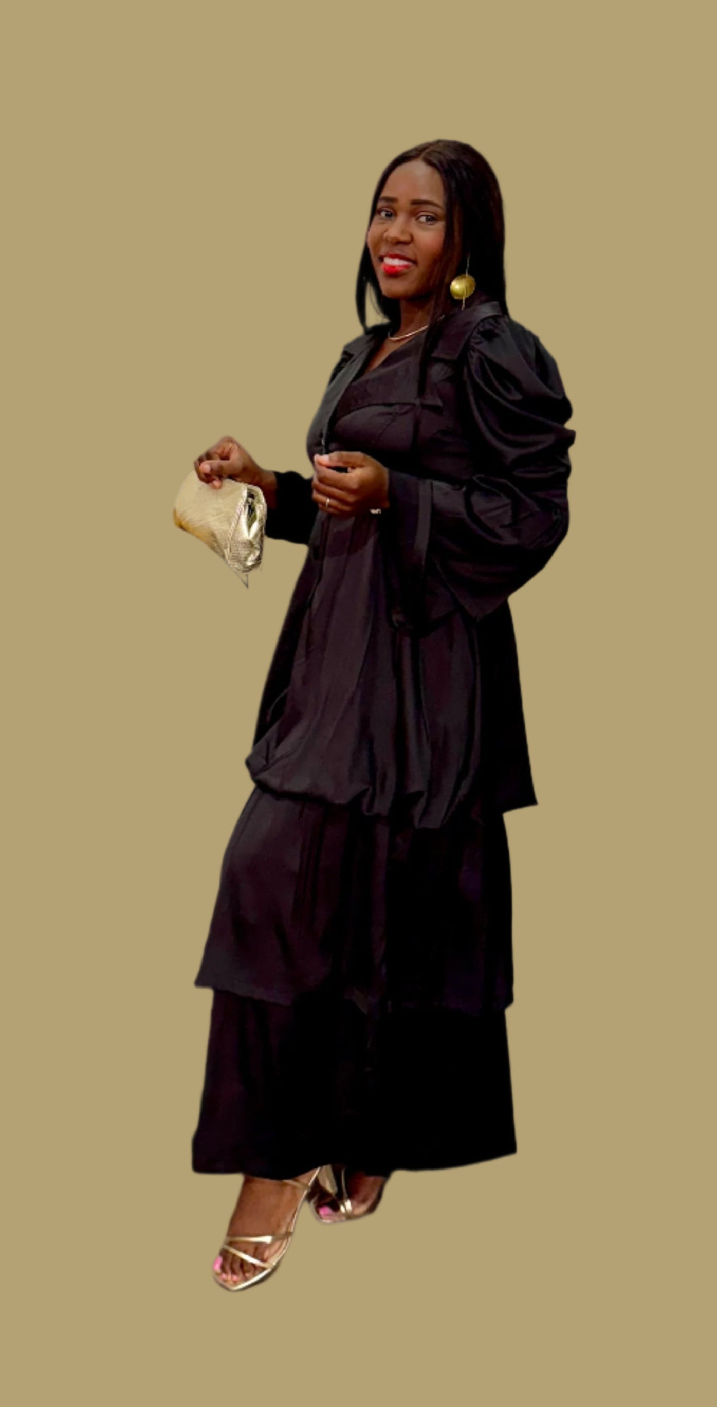 FR1074 BLACK BUBBLE FRILLED DRESS