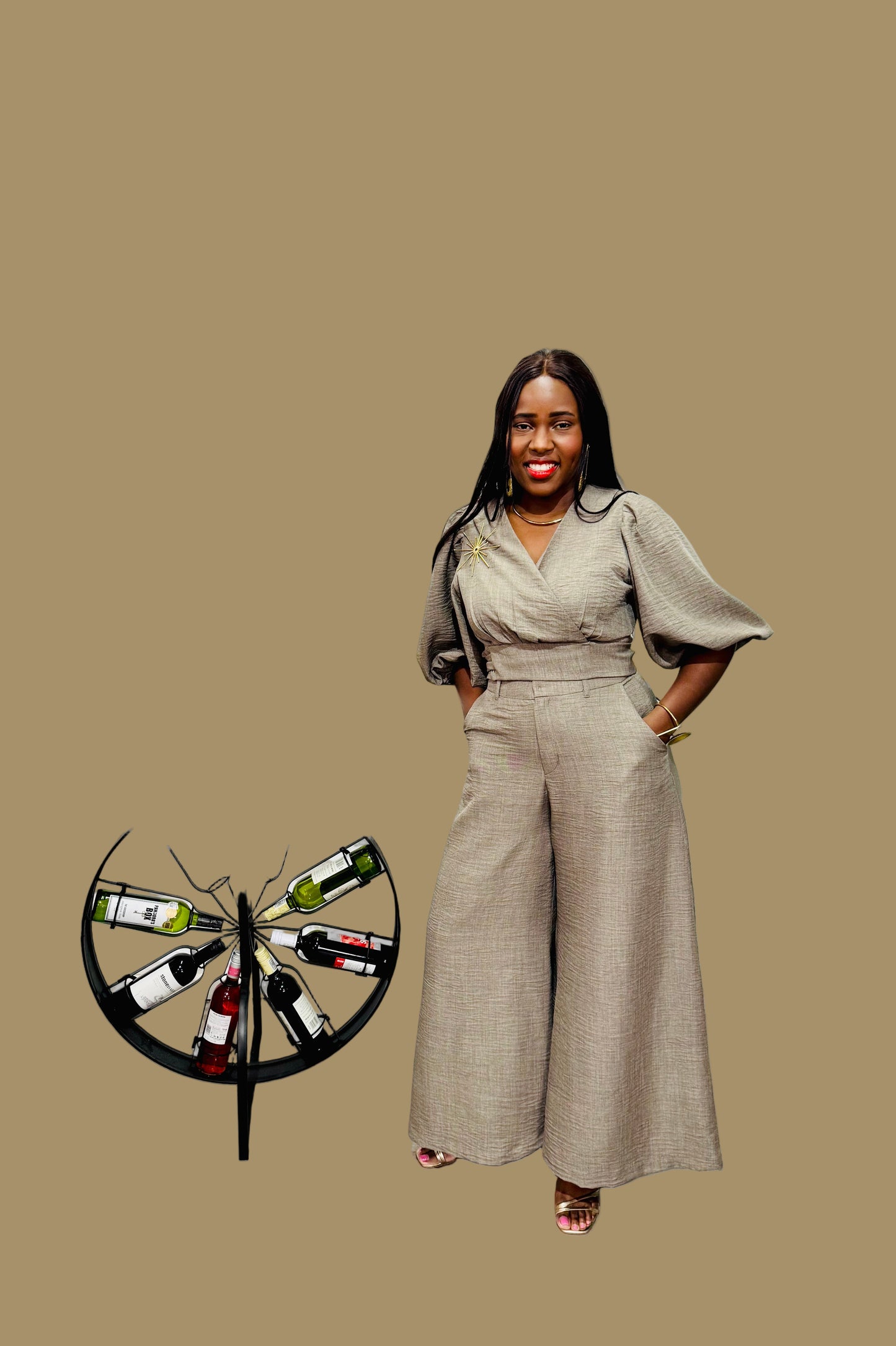 FR1079A CHARCOAL FLARED PANTS