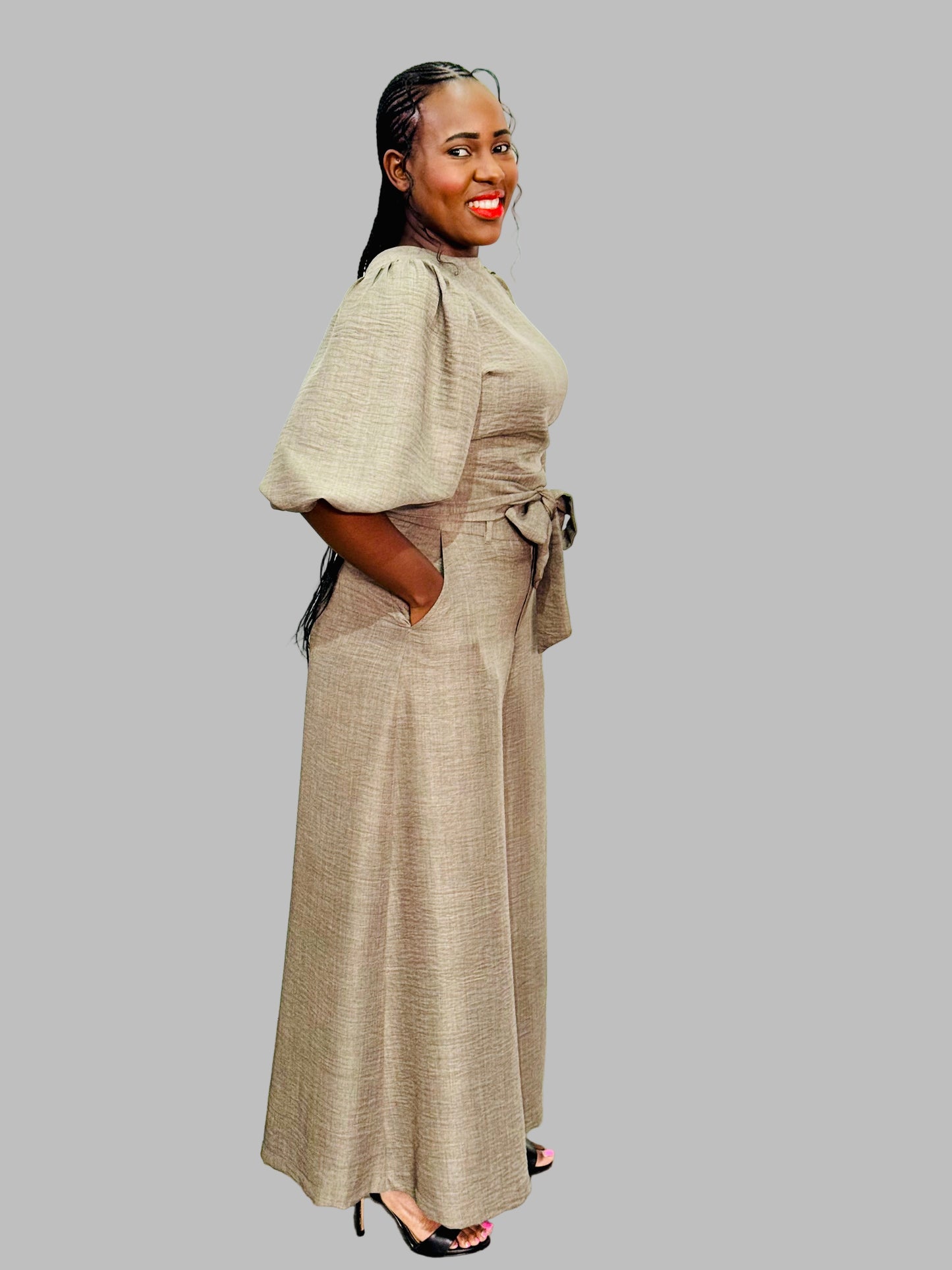 FR1079A CHARCOAL FLARED PANTS