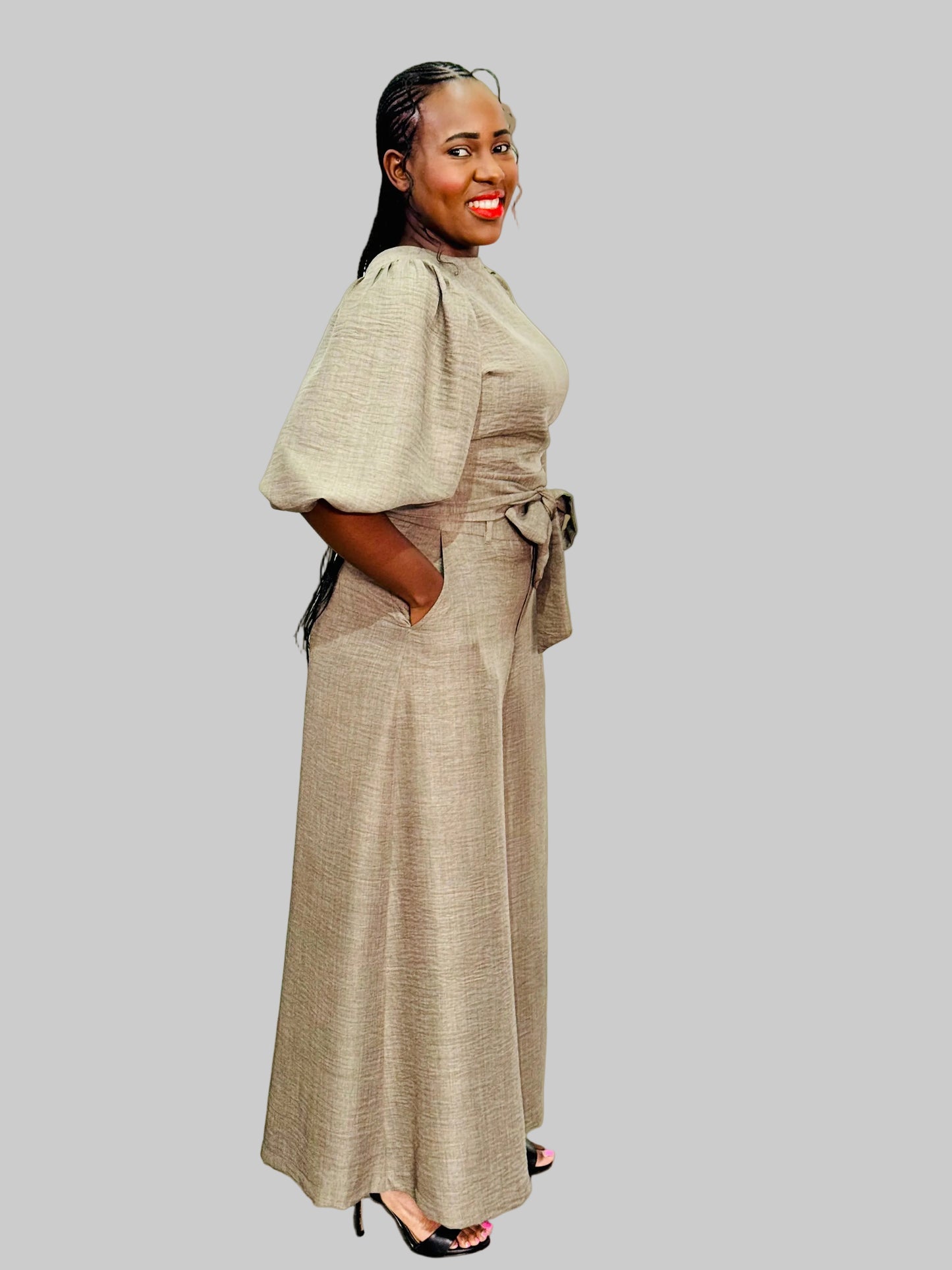 FR1079A CHARCOAL FLARED PANTS