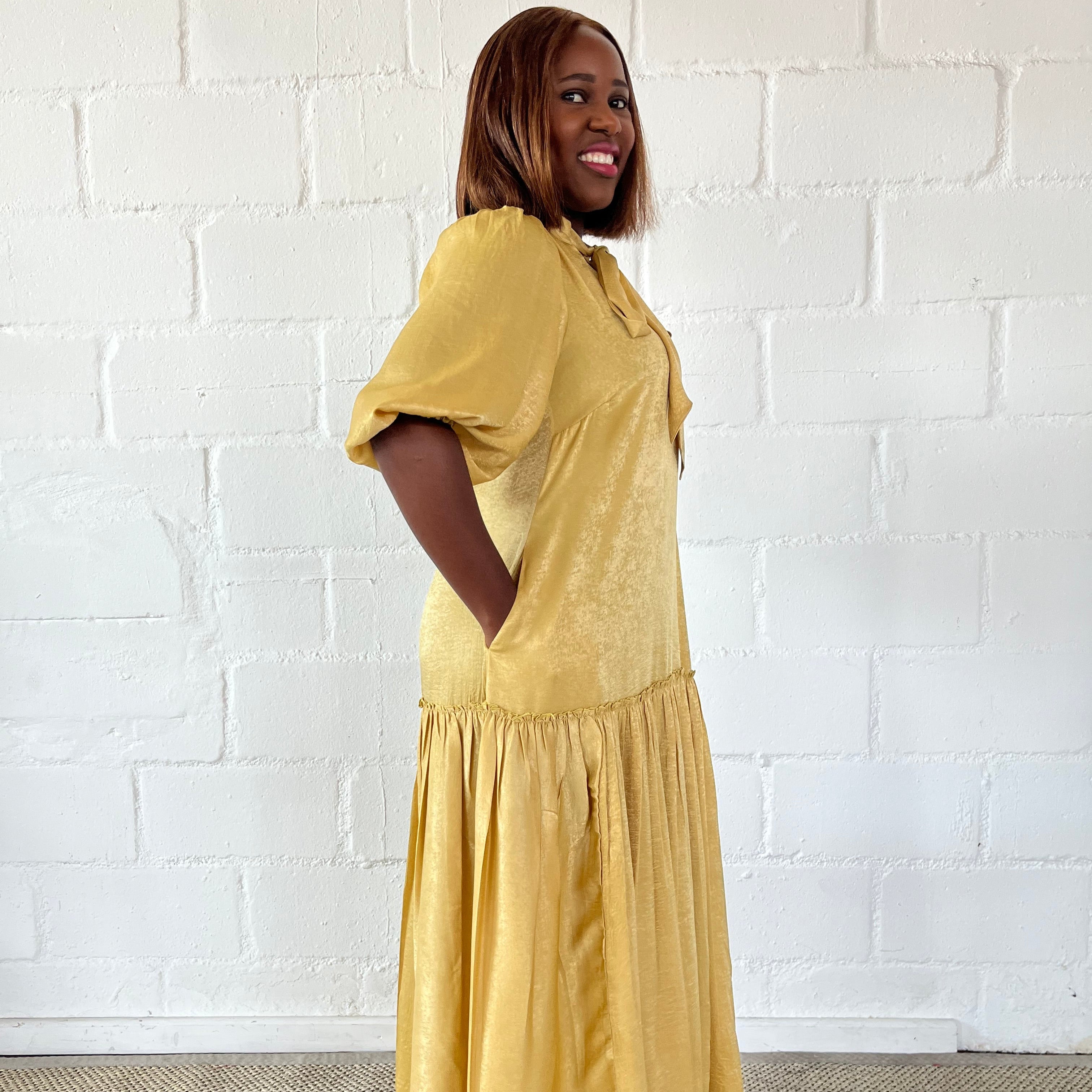 FR1108 LIME/GOLD MAXI NOLAN DRESS