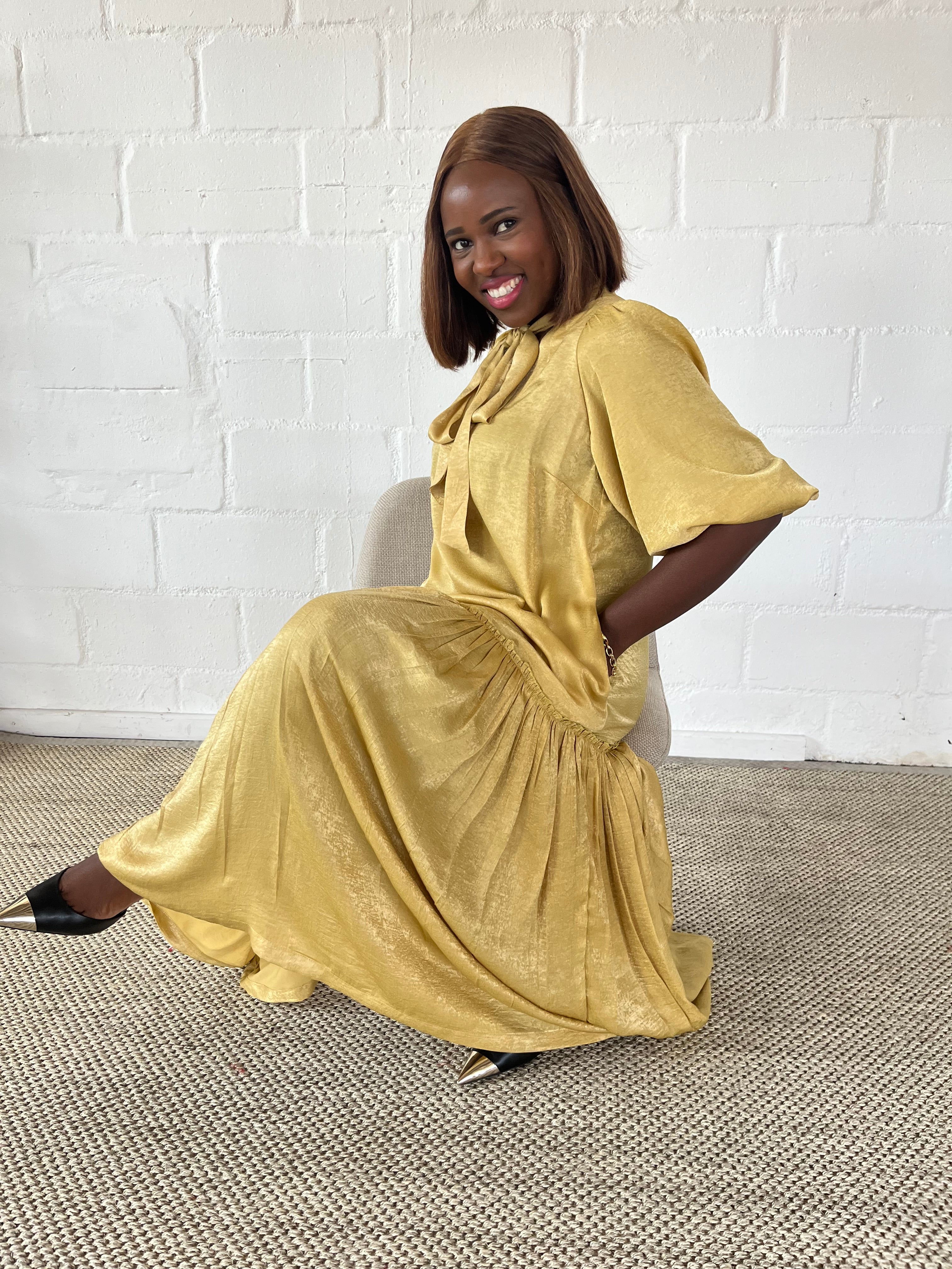 FR1108 LIME/GOLD MAXI NOLAN DRESS