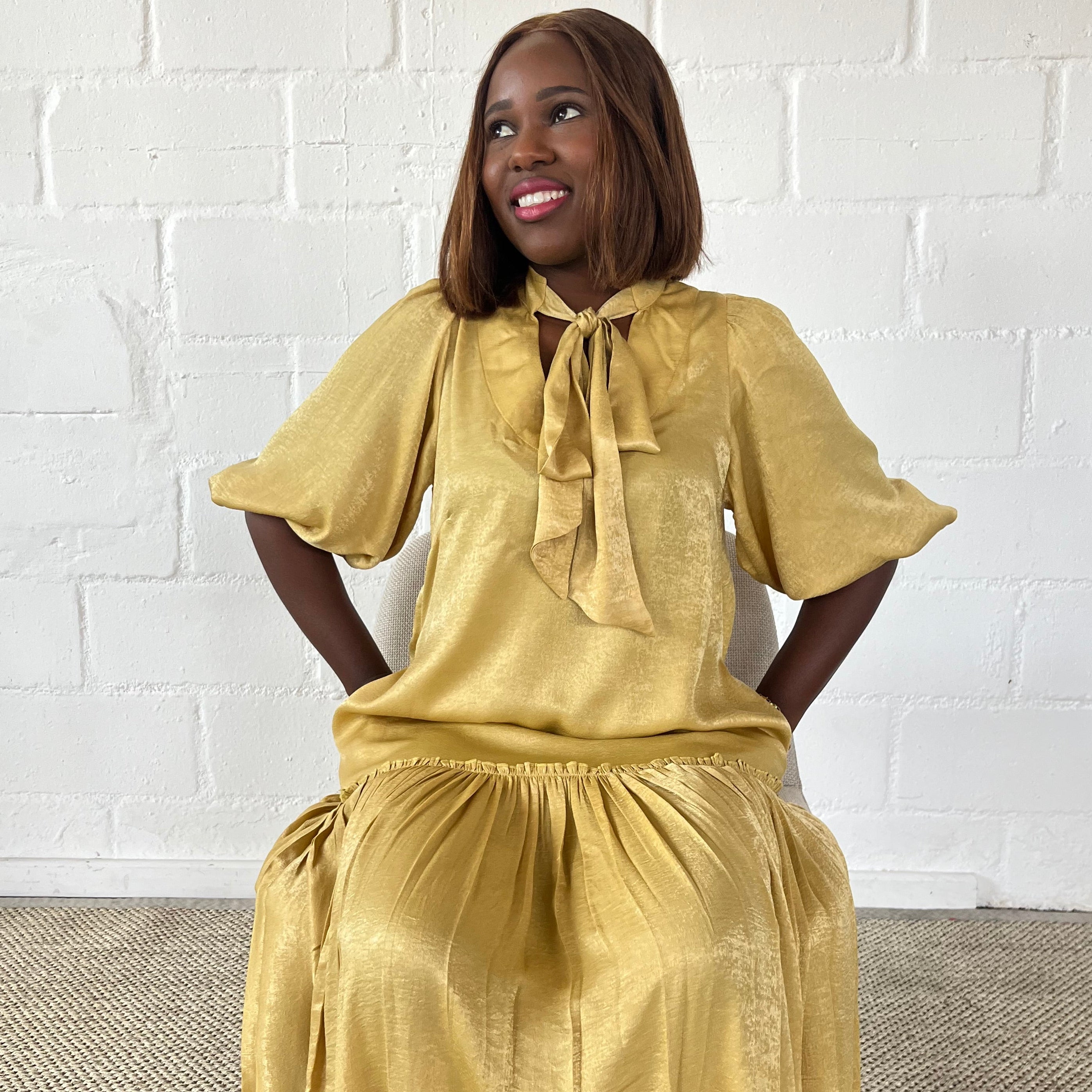 FR1108 LIME/GOLD MAXI NOLAN DRESS