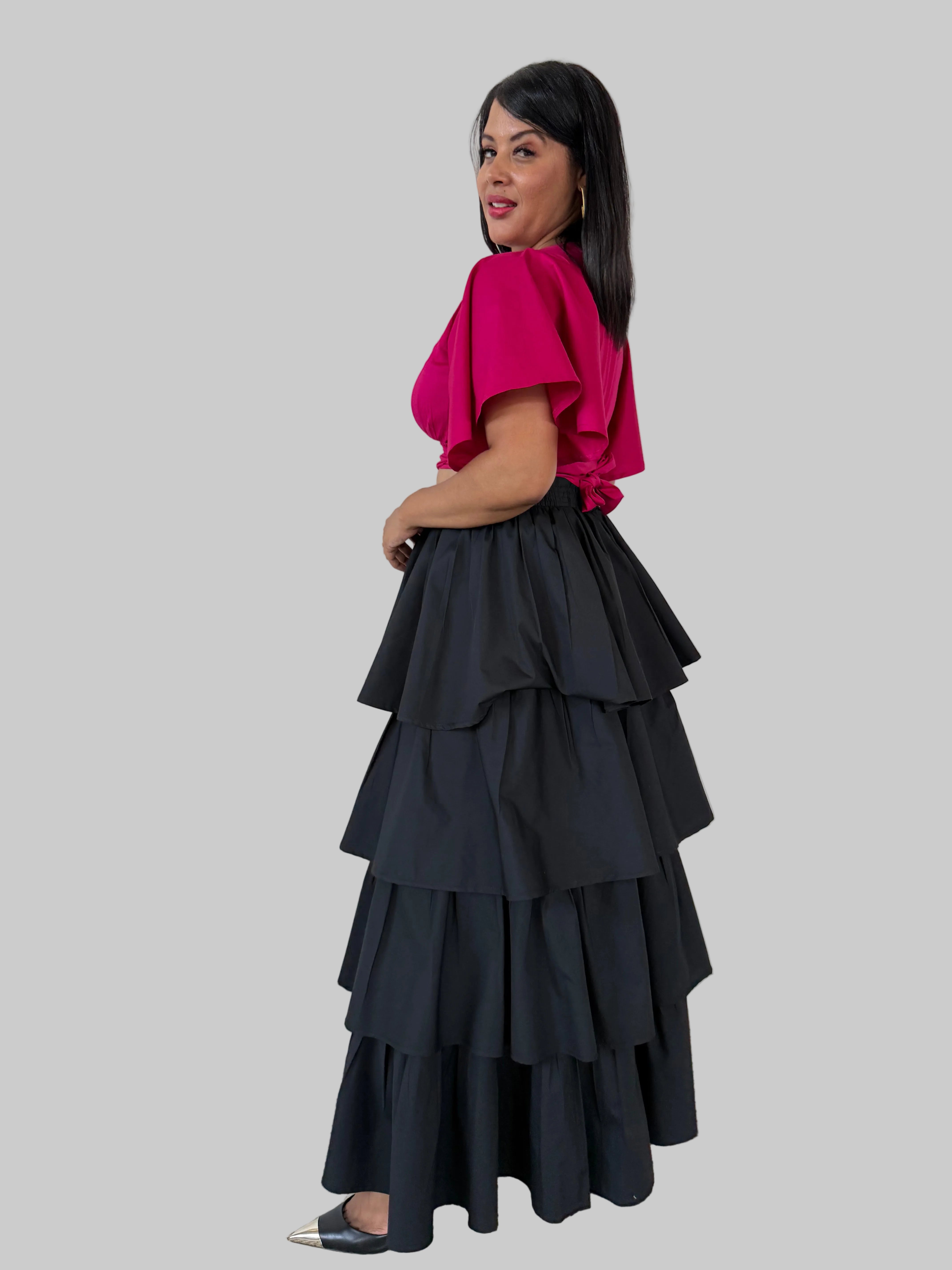 FR1120 BLACK LAYERED SKIRT