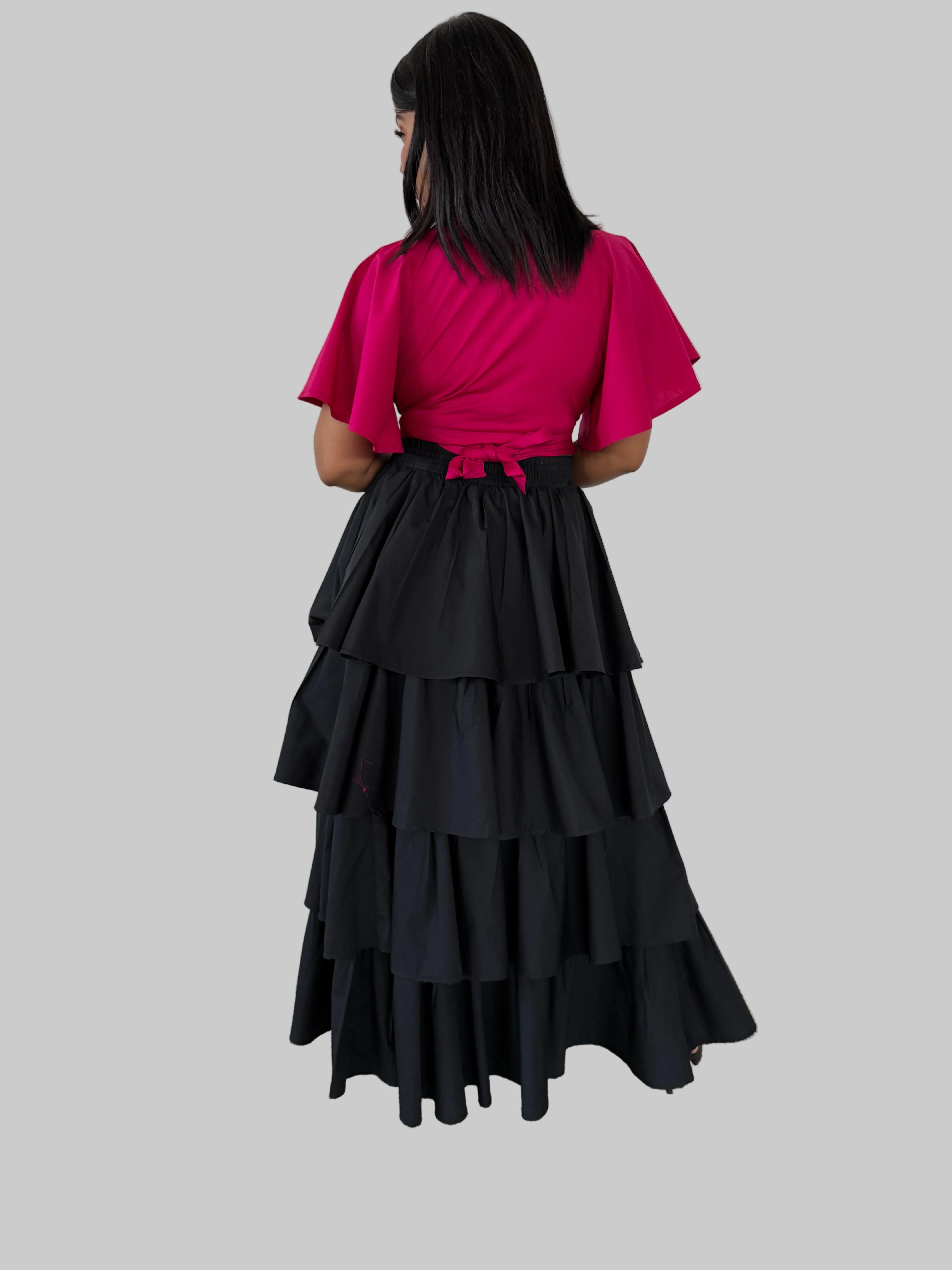 FR1120 BLACK LAYERED SKIRT