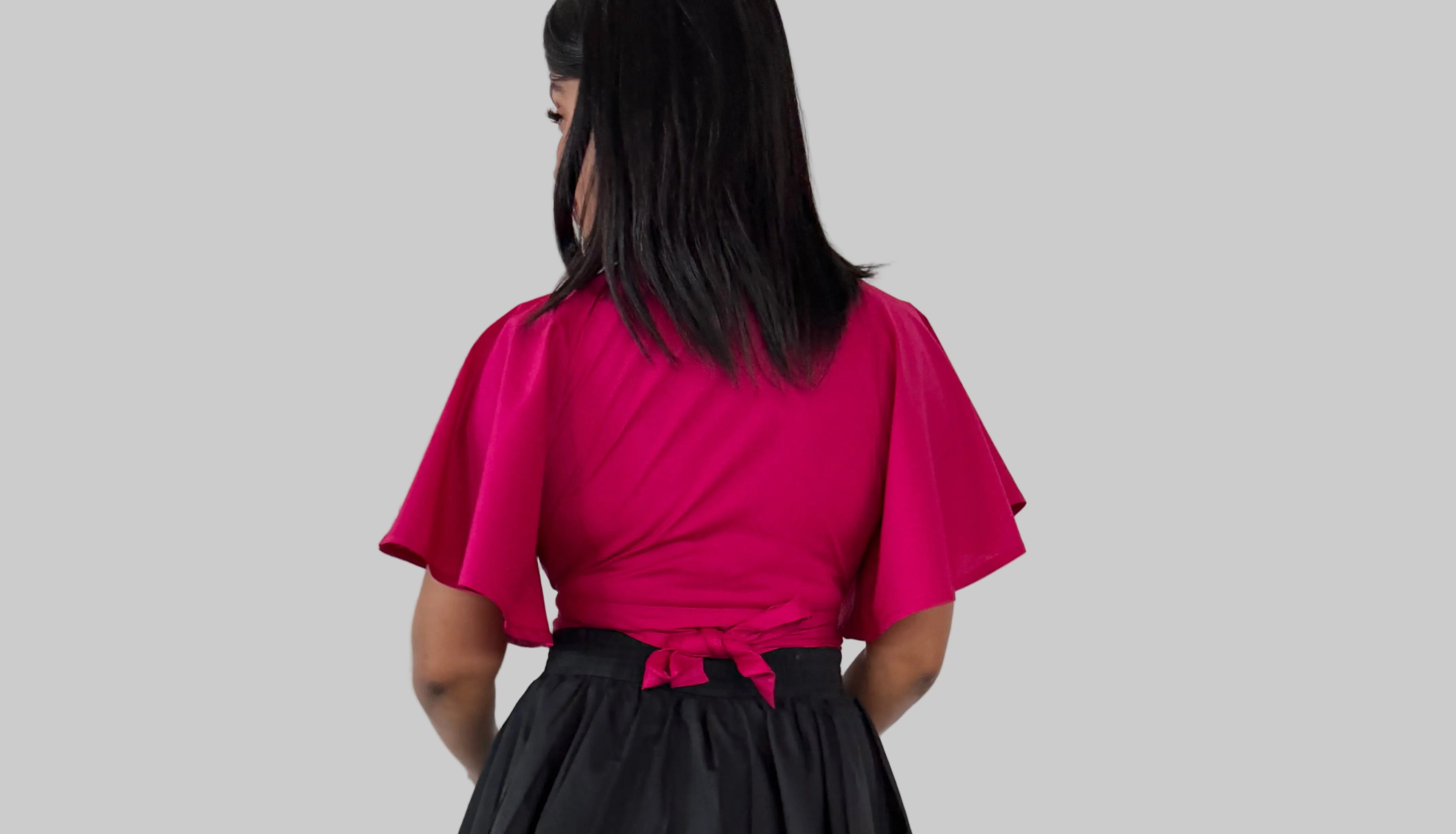 PINK CROSSOVER WRAPPED TOP