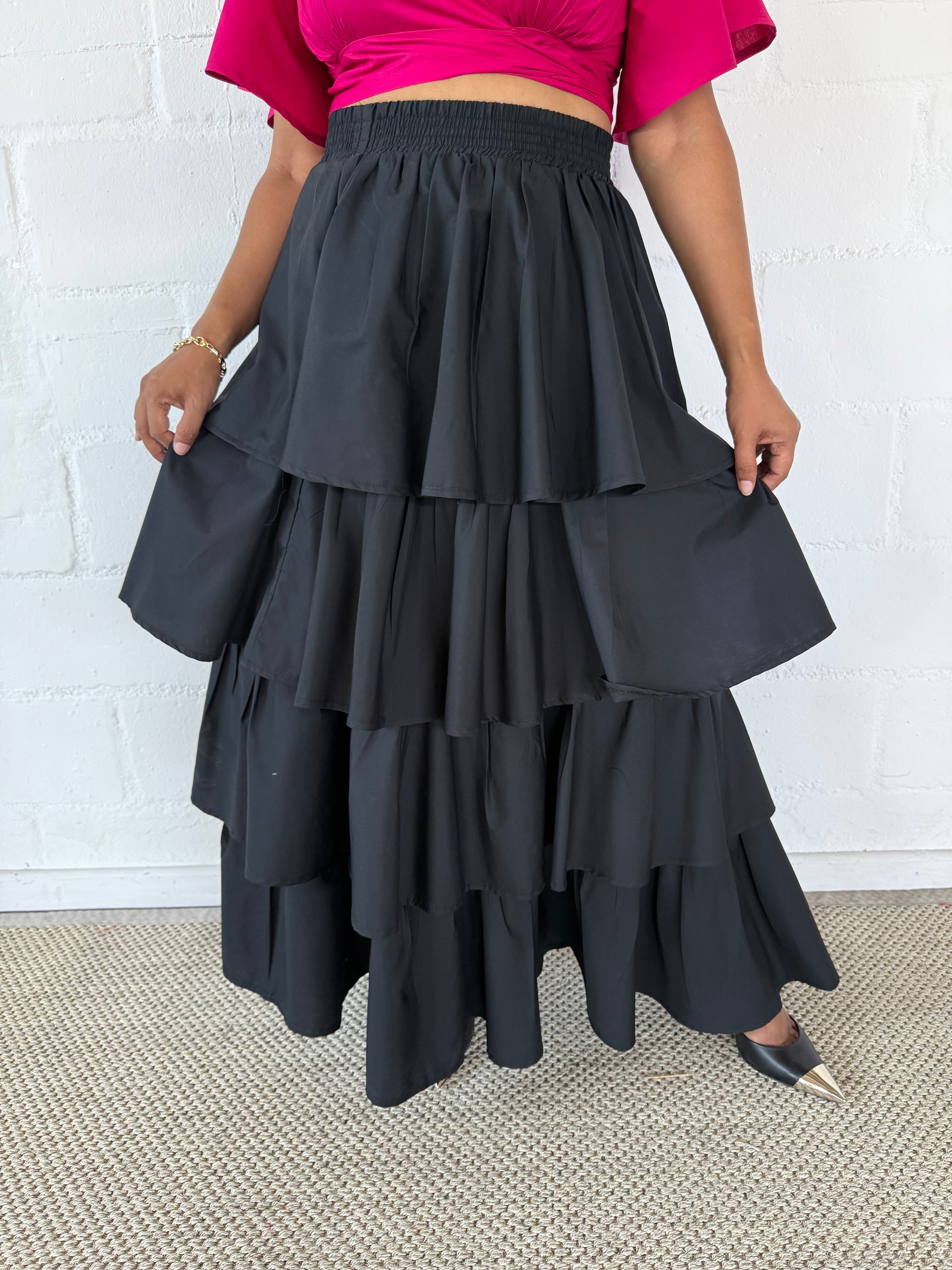BLACK LAYERED SKIRT - LOVE IN EVERY THREAD COLLECTION