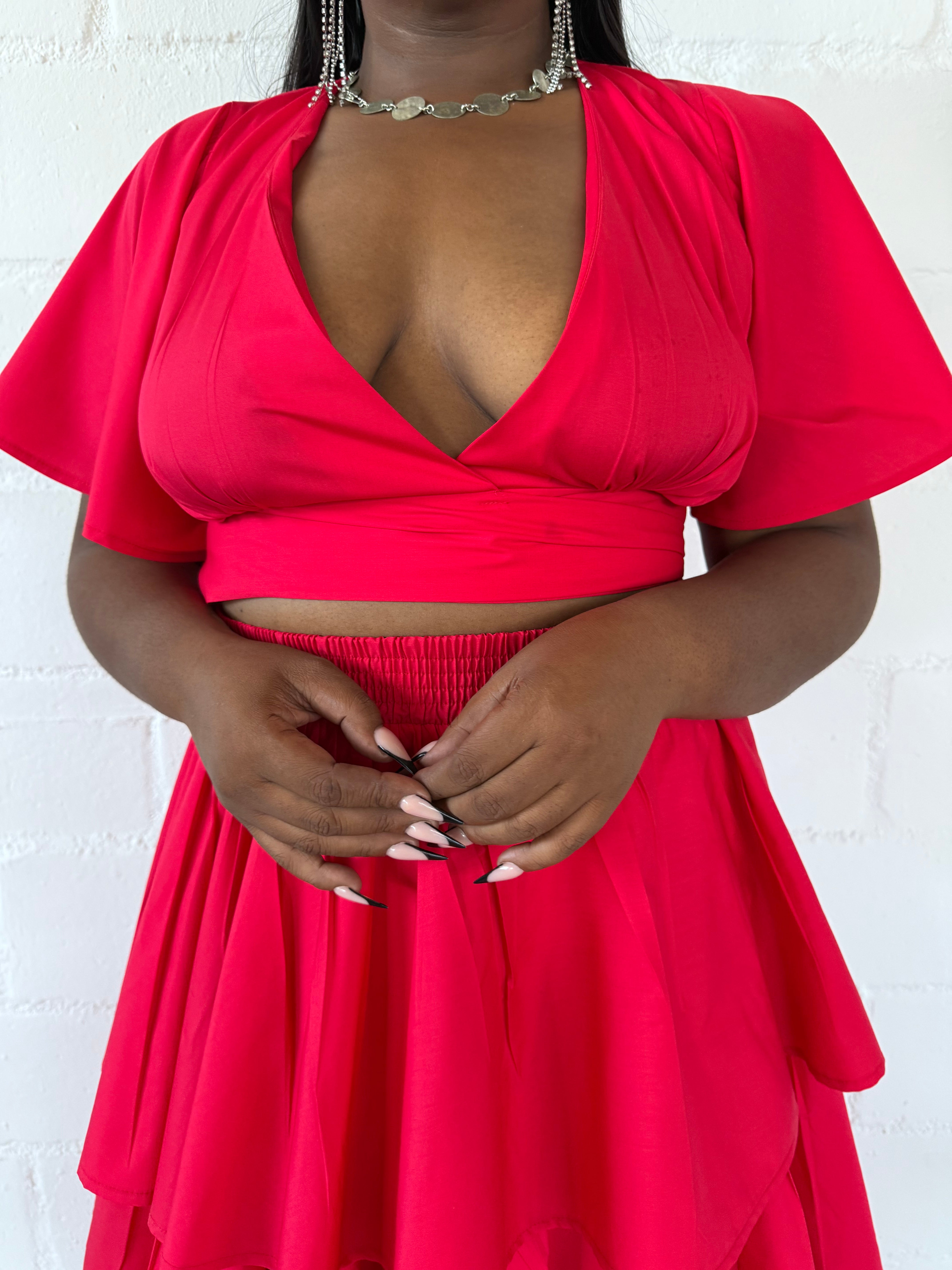 RED CROSSOVER TOP - LOVE IN EVERY THREAD