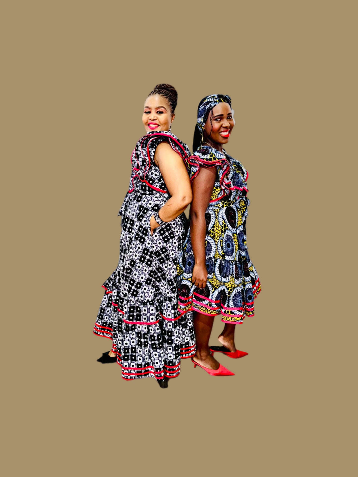 FRA89 BLACK/WHITE/RED CONTRASTED MAXI LEA DRESS