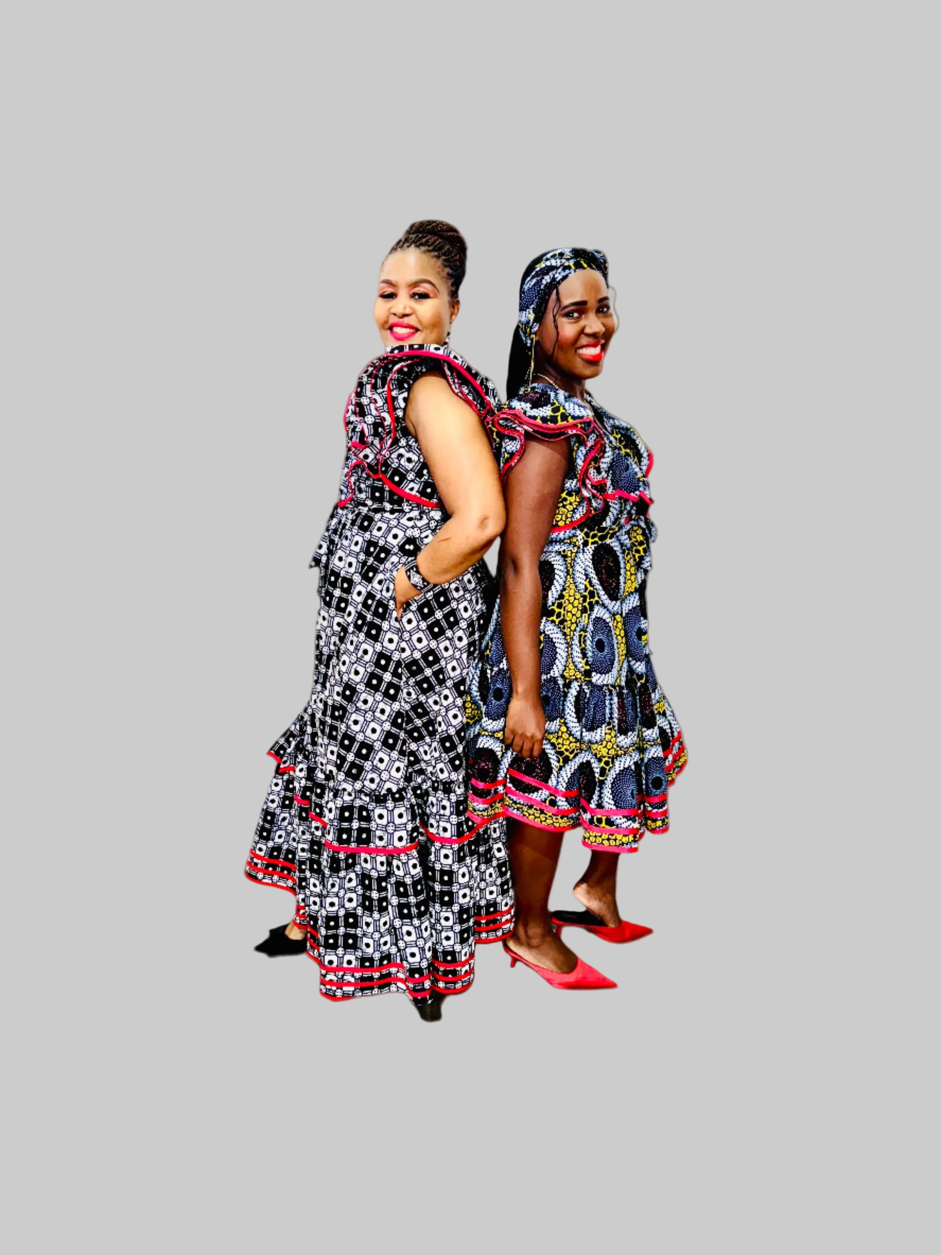 FRA89 BLACK/WHITE/RED CONTRASTED MAXI LEA DRESS