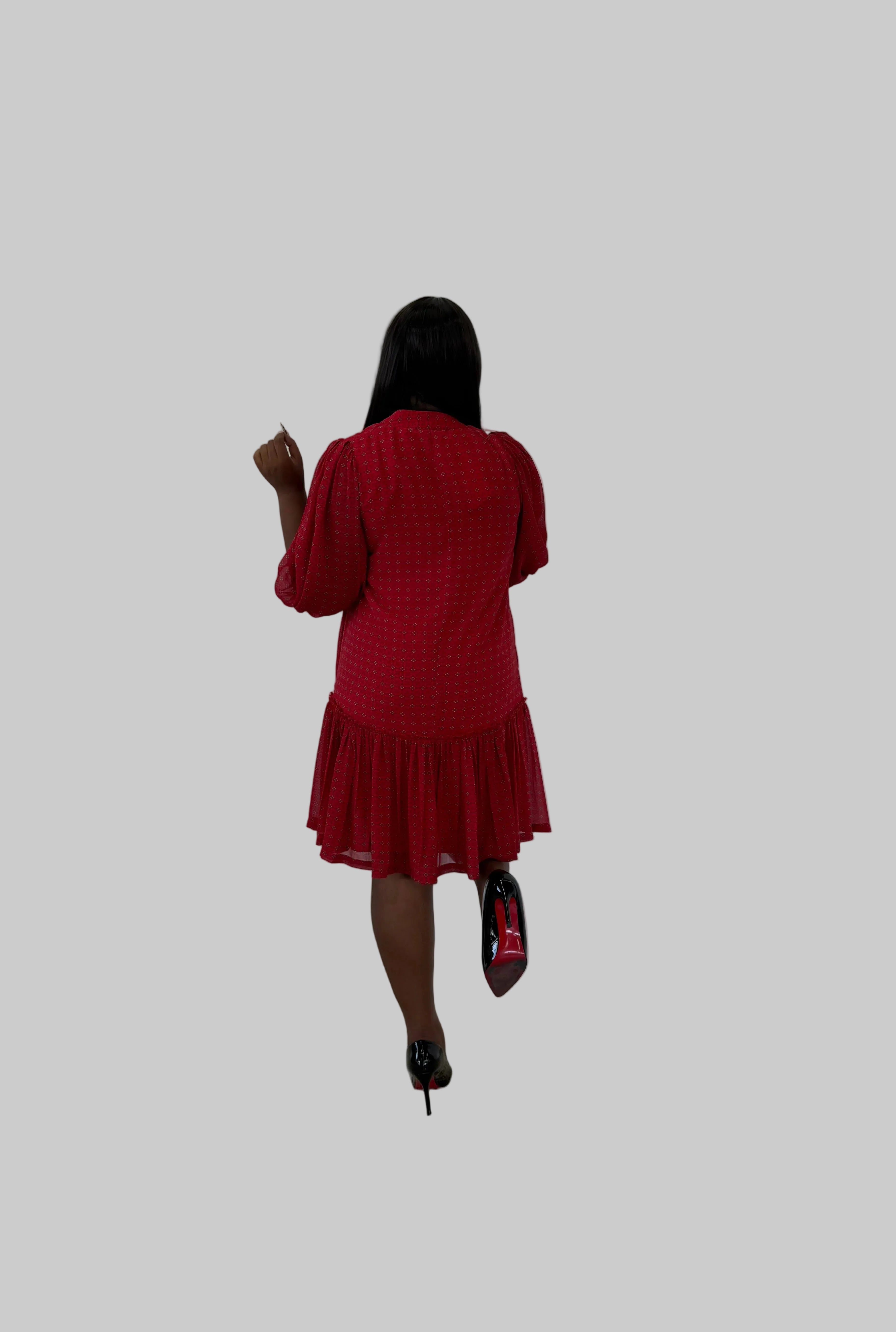 FR1114 RED CHIFFON NOLAN DRESS